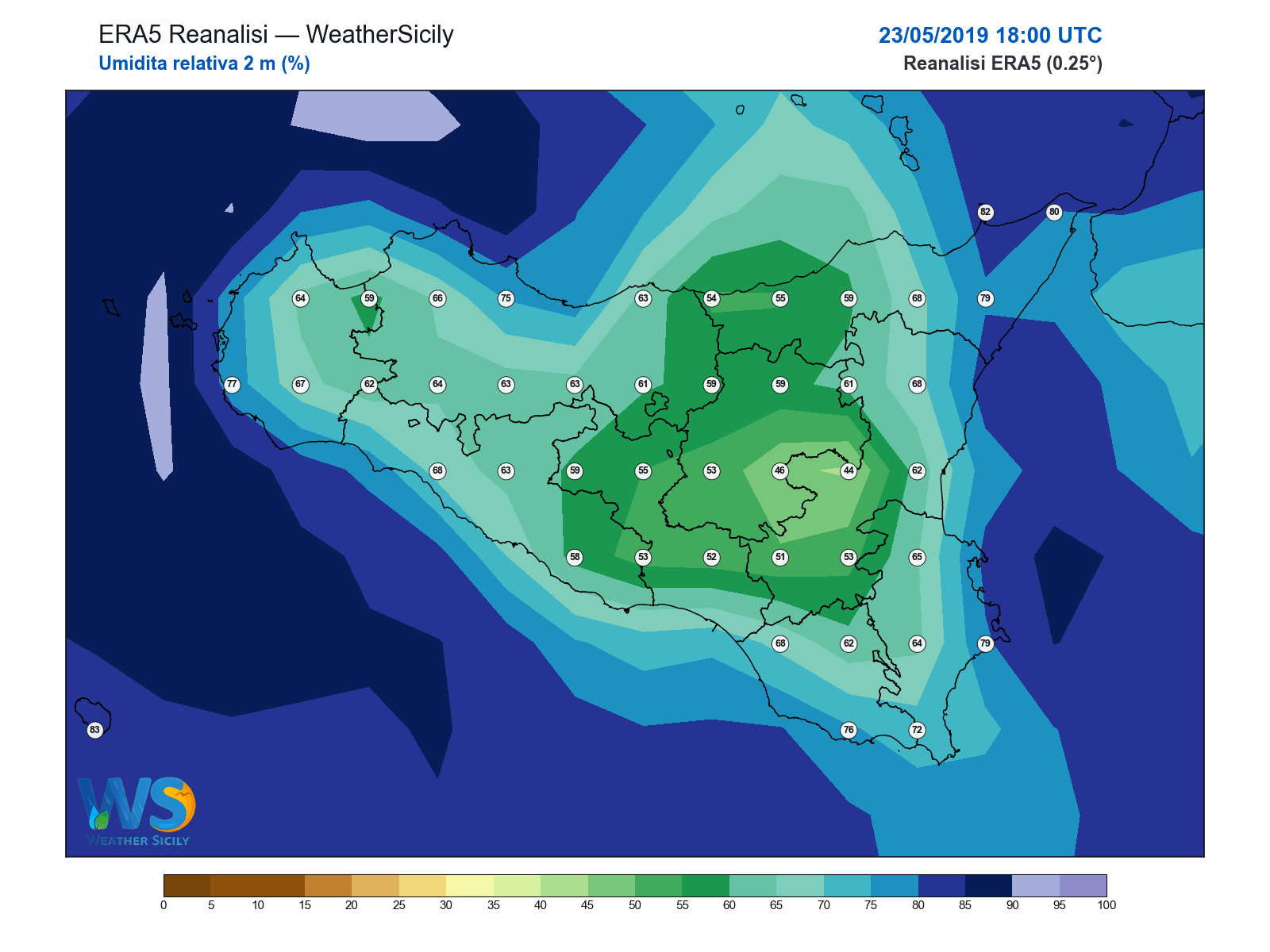Umidità relativa 2 m · 2019052318