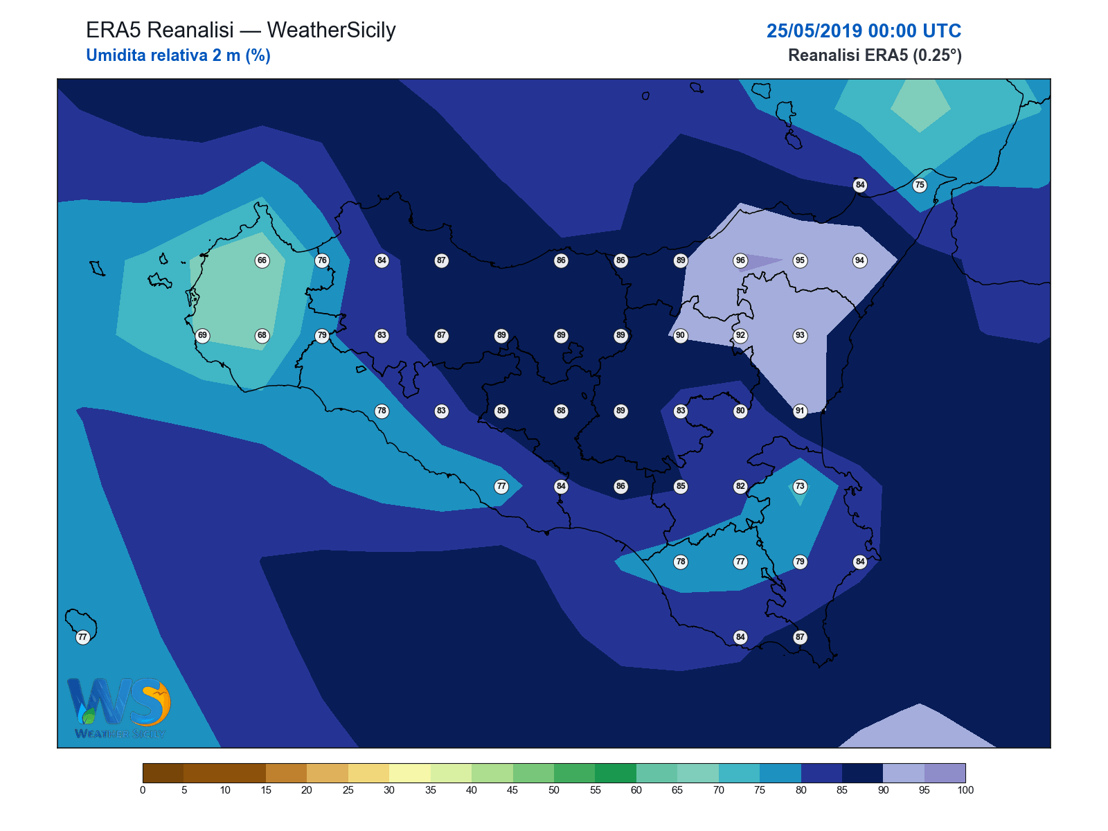 Umidità relativa 2 m · 2019052500