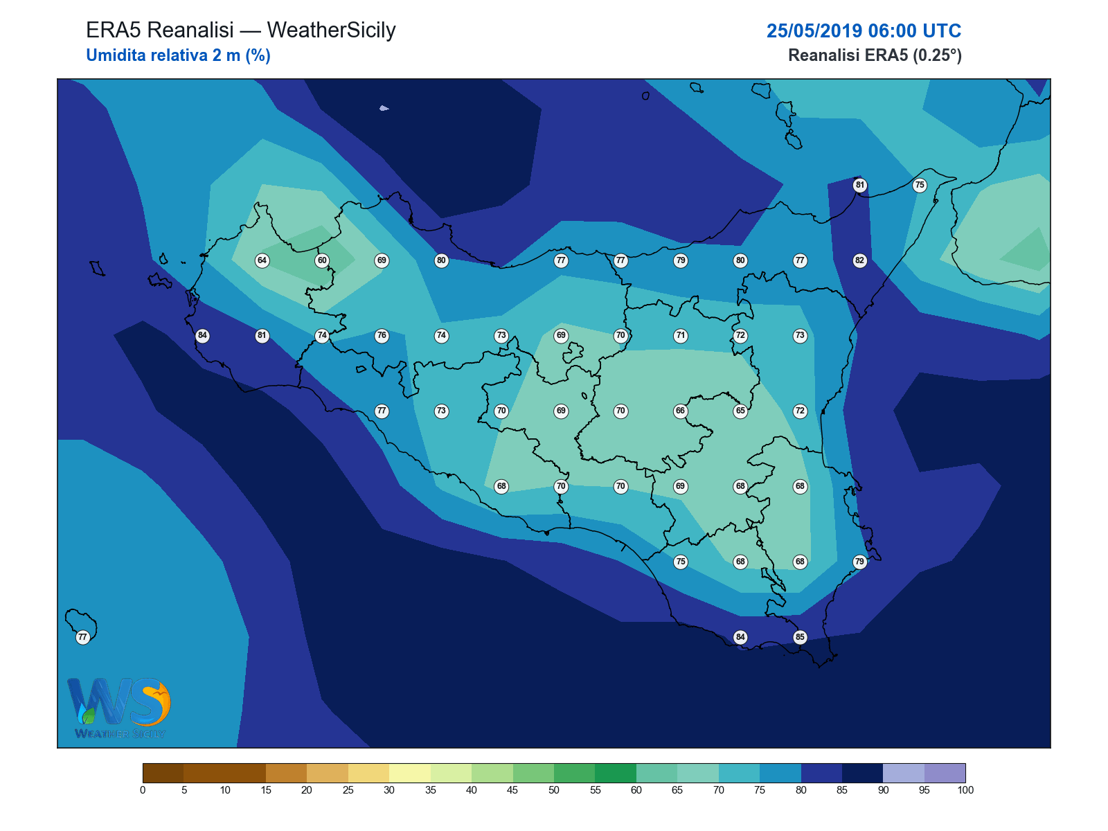 Umidità relativa 2 m · 2019052506