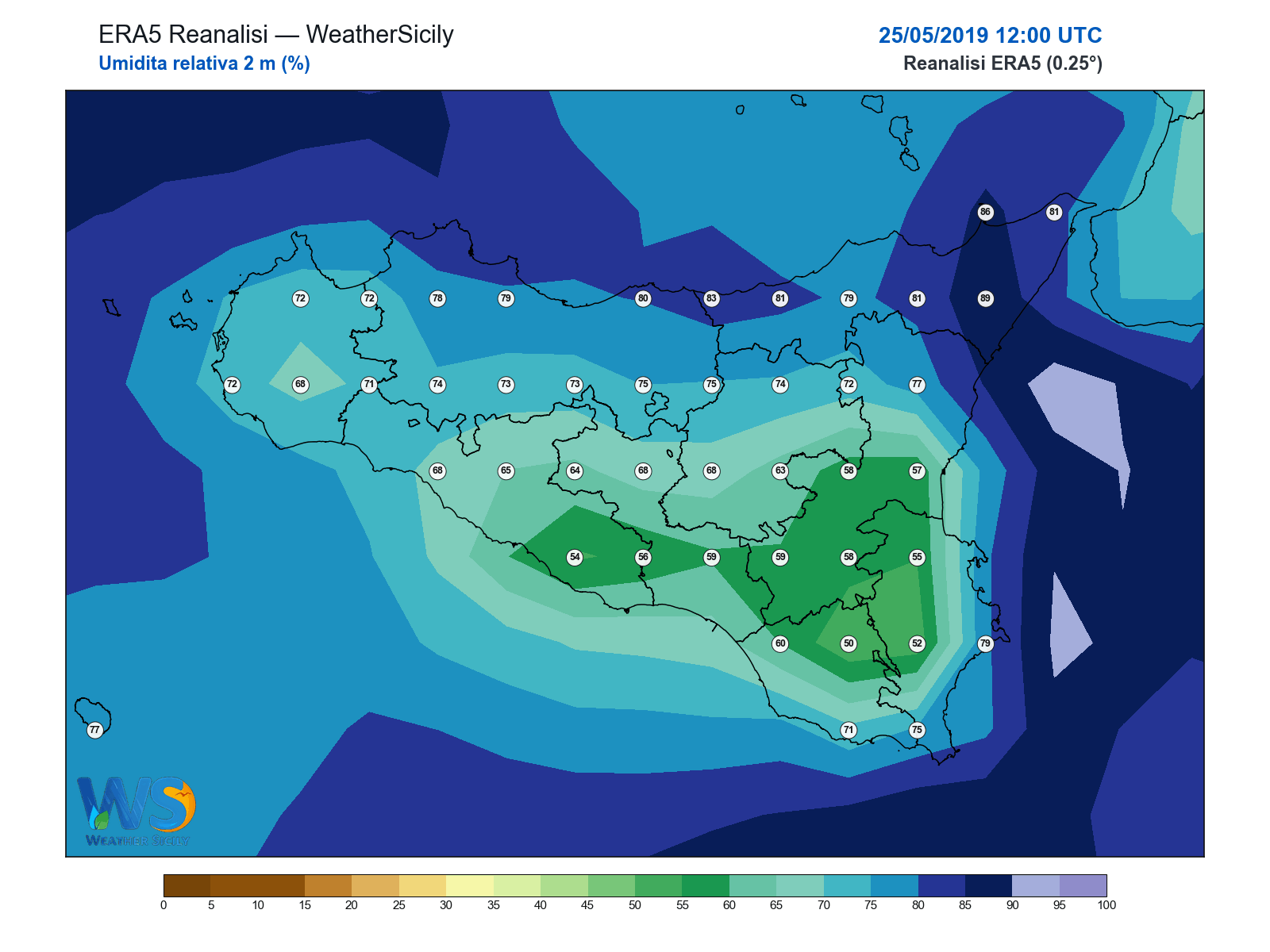Umidità relativa 2 m · 2019052512