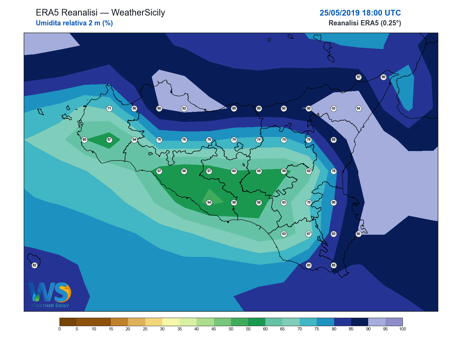Umidità relativa 2 m · 2019052518