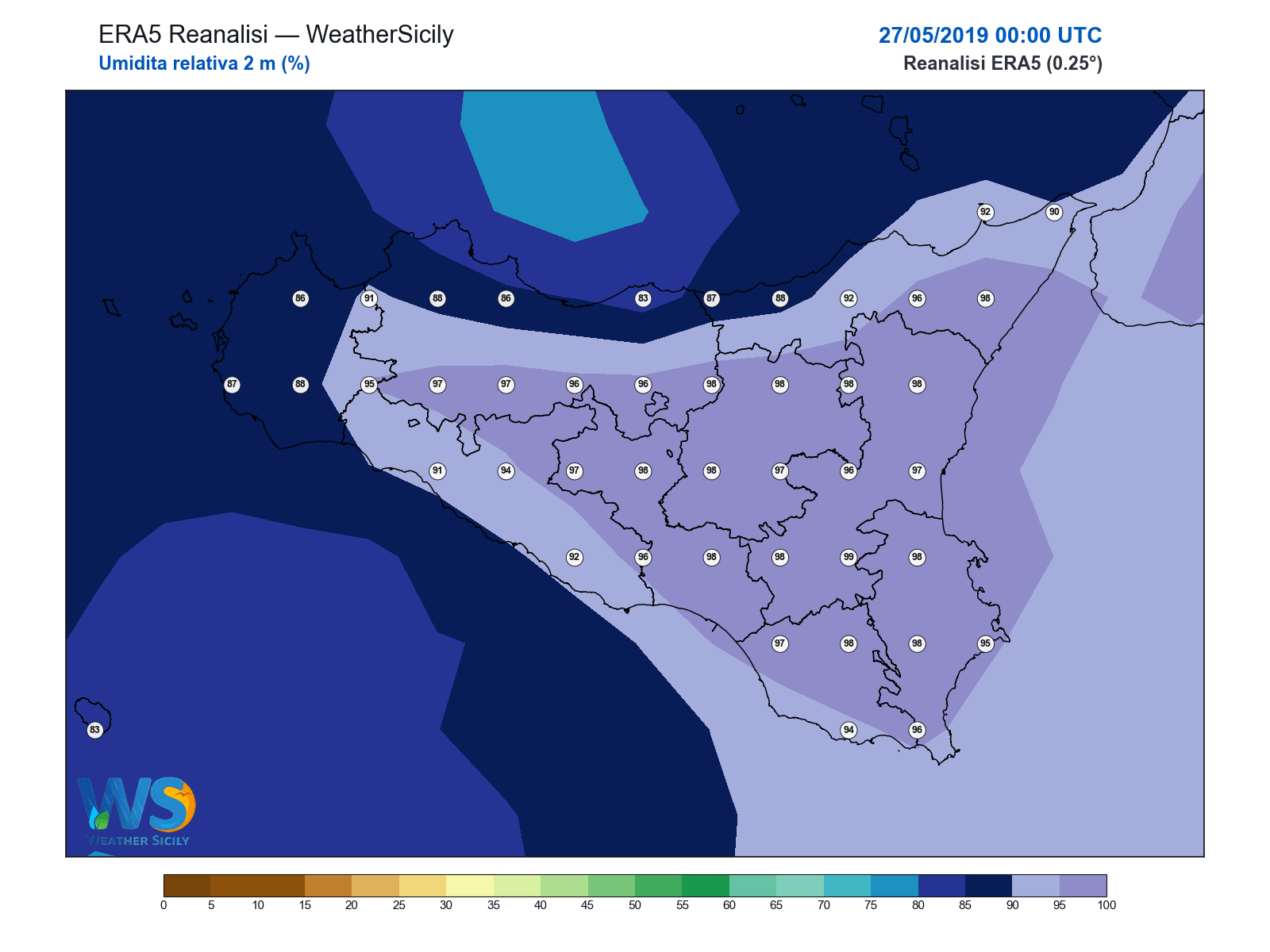 Umidità relativa 2 m · 2019052700
