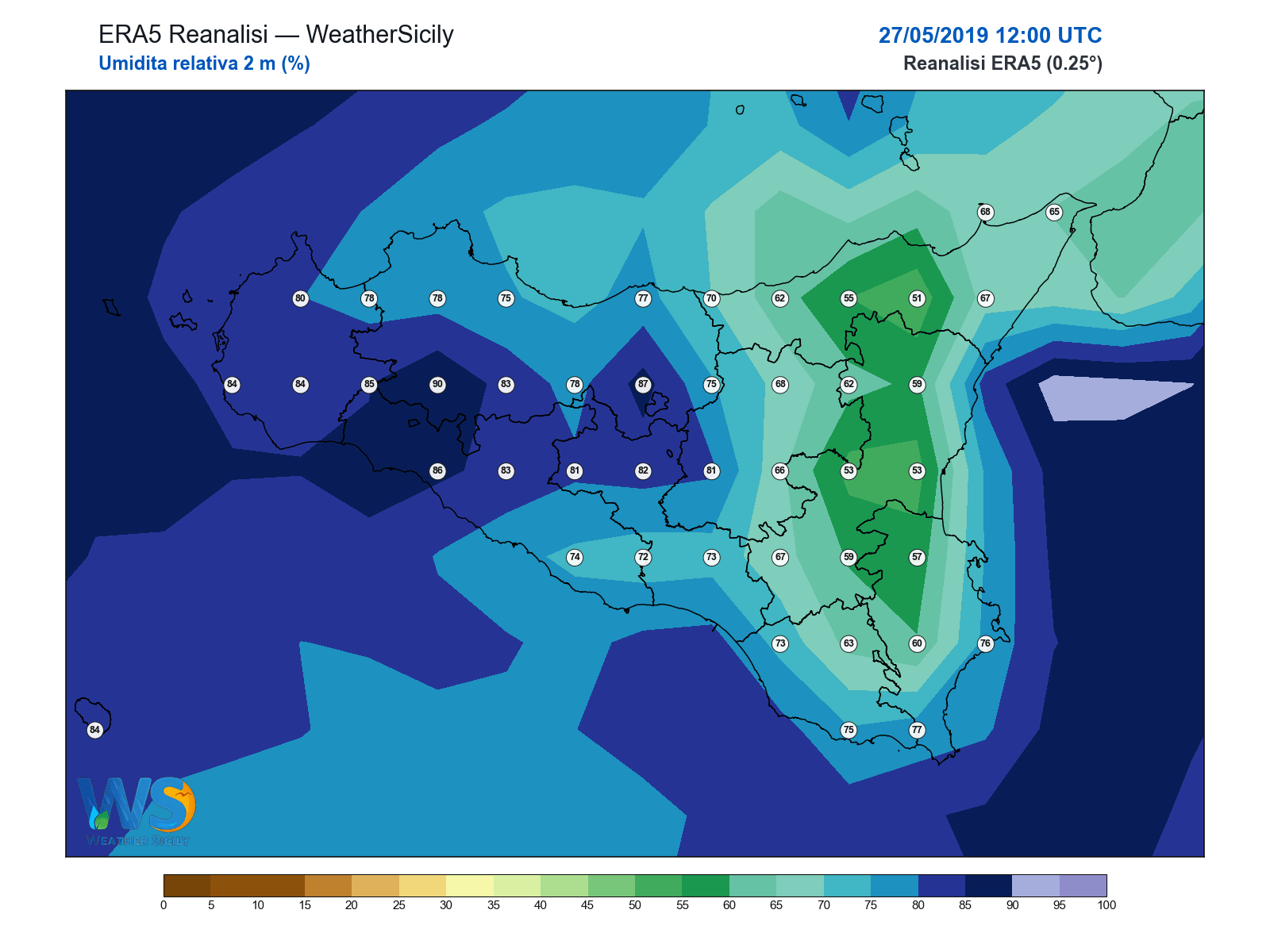 Umidità relativa 2 m · 2019052712