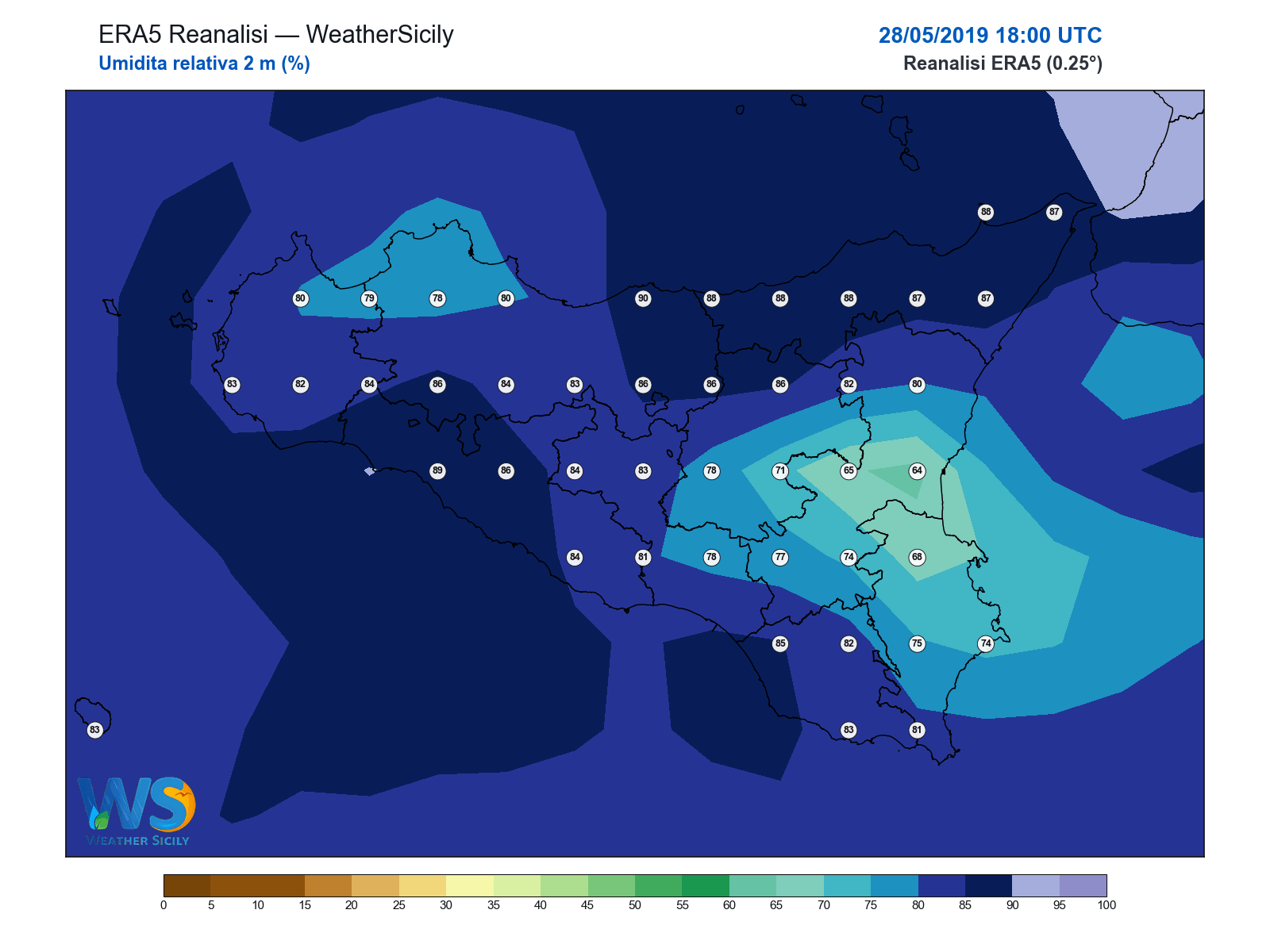 Umidità relativa 2 m · 2019052818