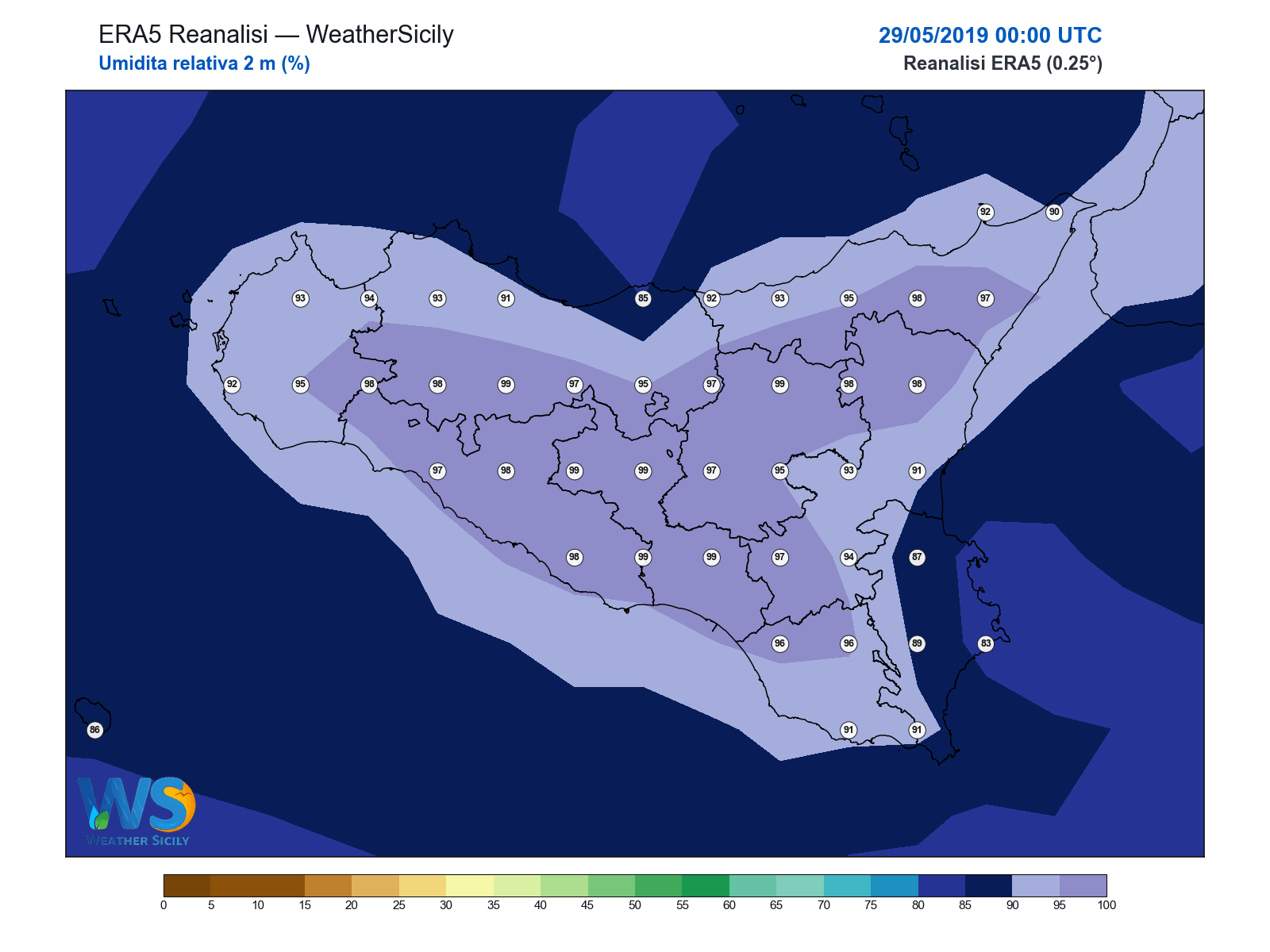 Umidità relativa 2 m · 2019052900