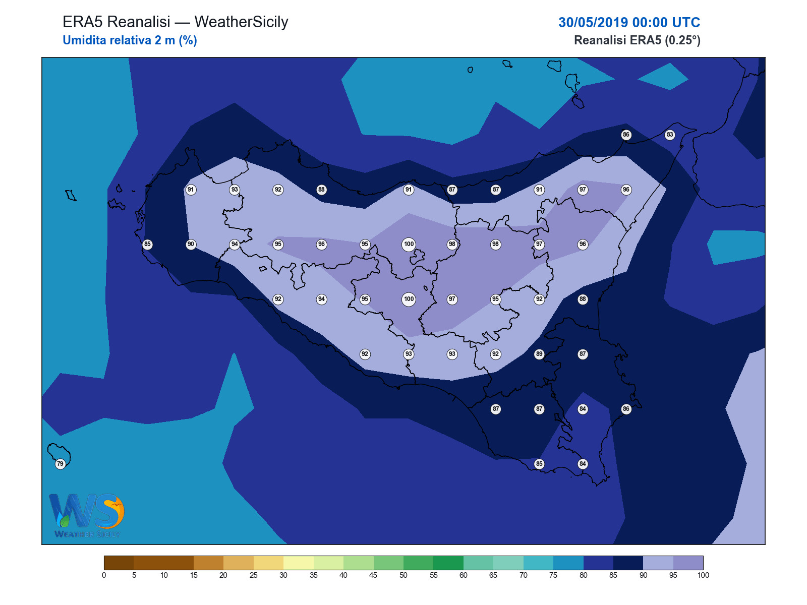 Umidità relativa 2 m · 2019053000