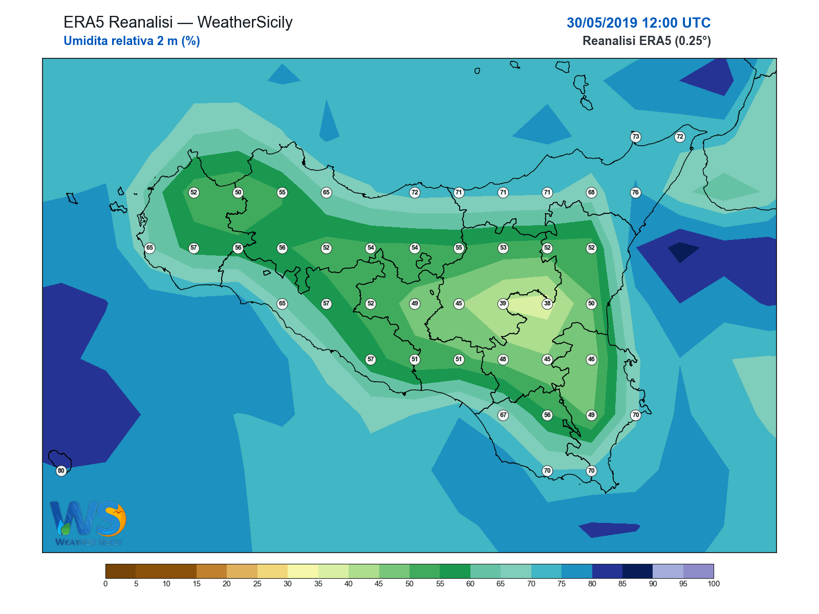 Umidità relativa 2 m · 2019053012