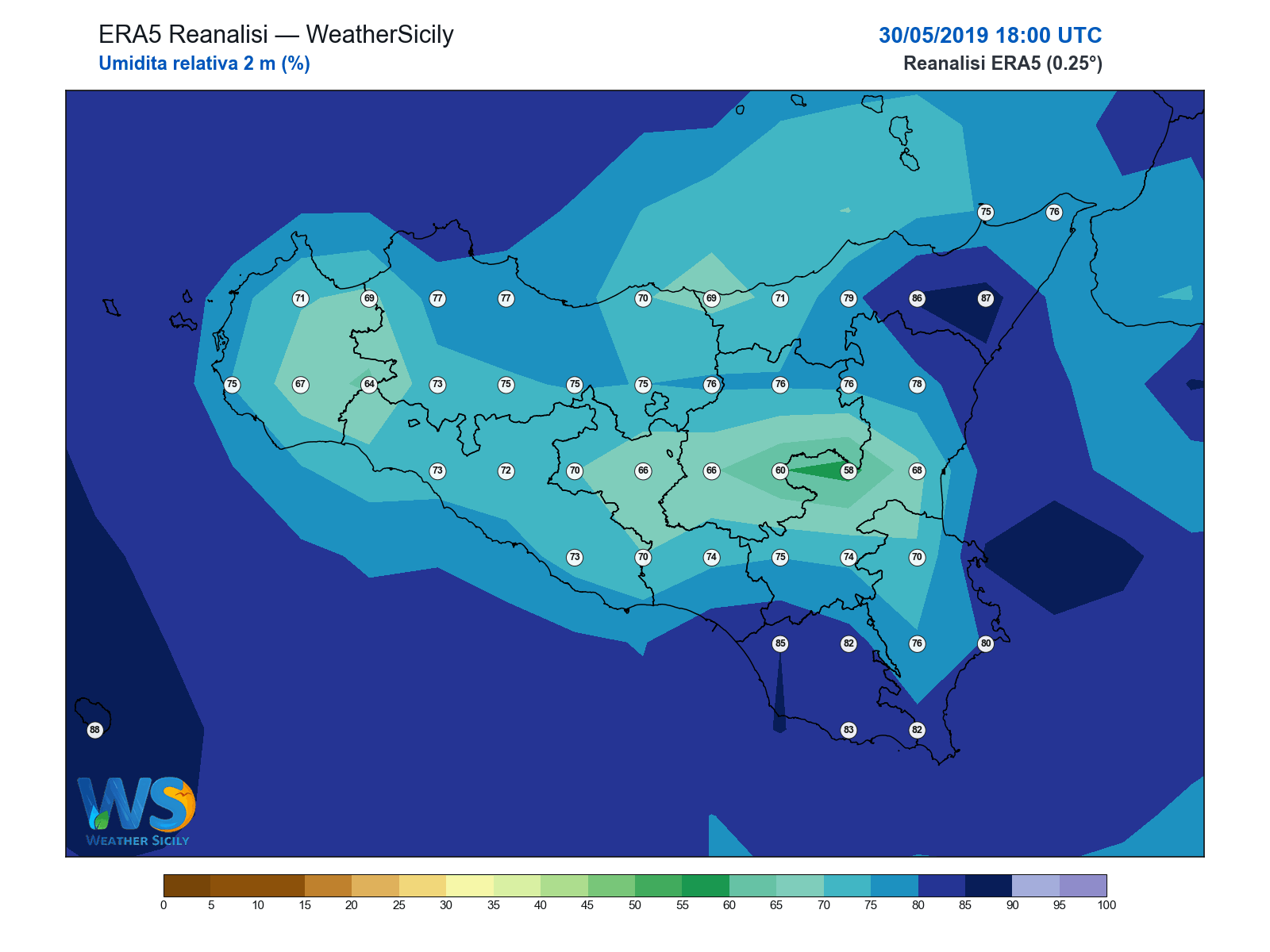 Umidità relativa 2 m · 2019053018