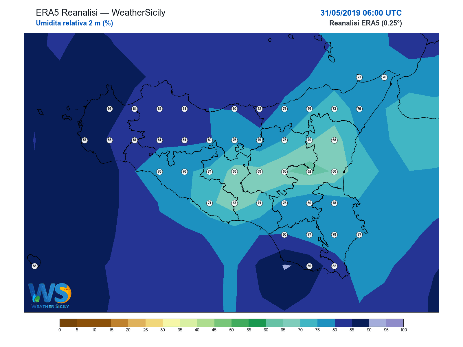 Umidità relativa 2 m · 2019053106