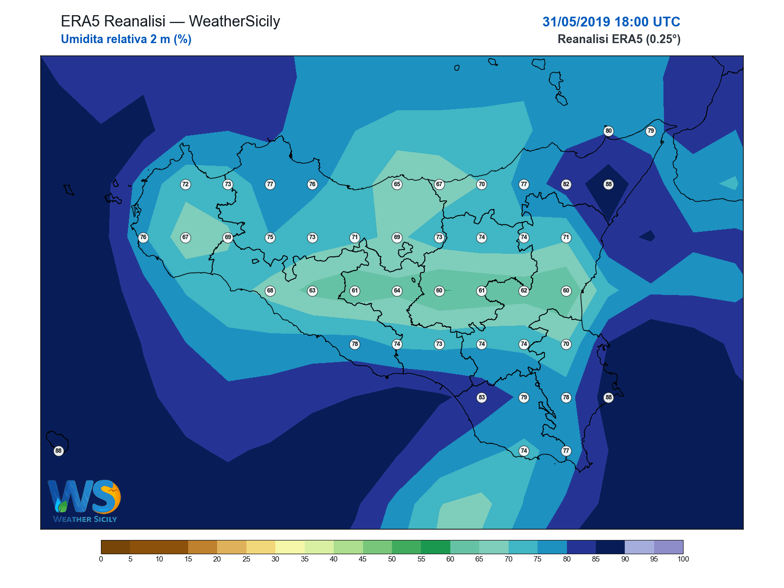 Umidità relativa 2 m · 2019053118
