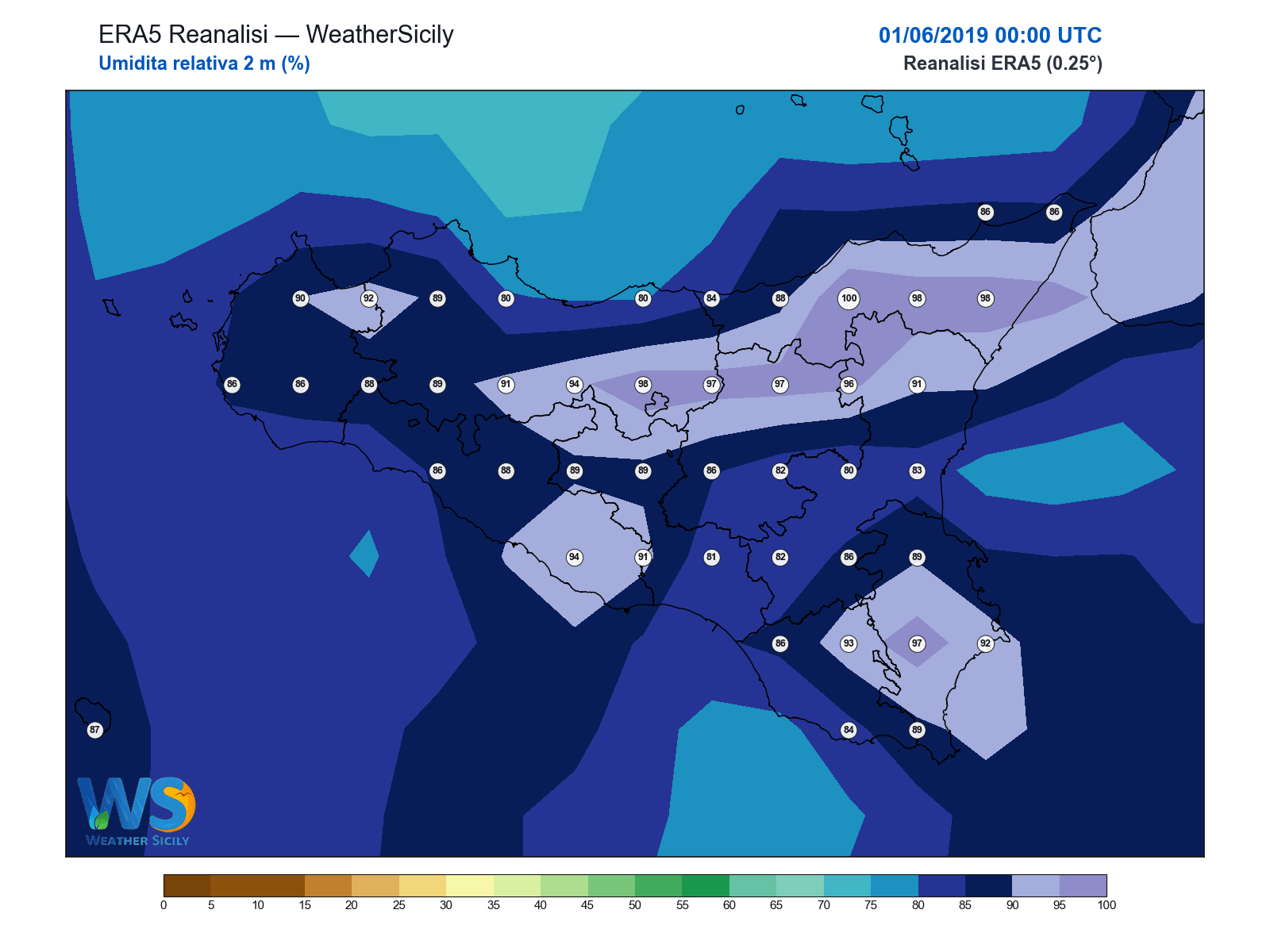 Umidità relativa 2 m · 2019060100