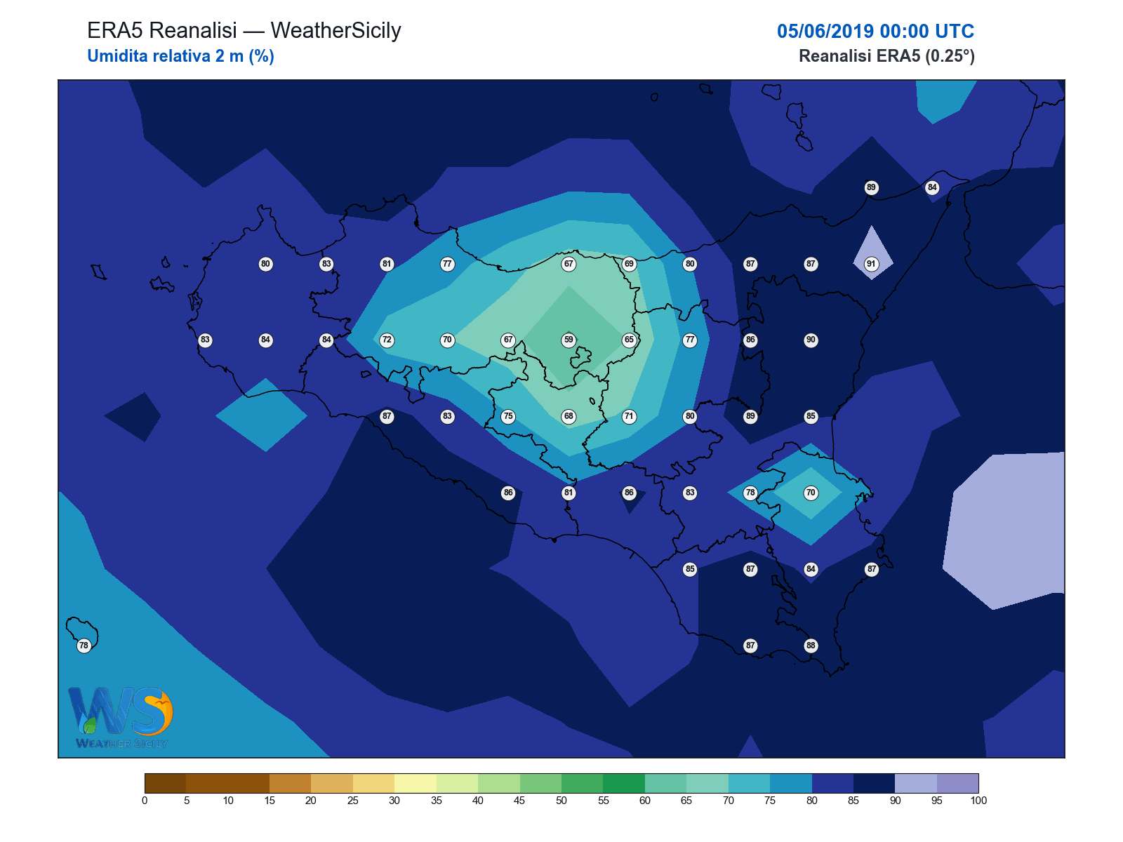 Umidità relativa 2 m · 2019060500