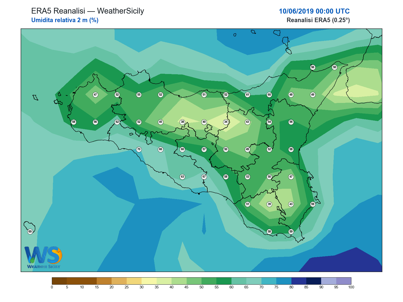 Umidità relativa 2 m · 2019061000