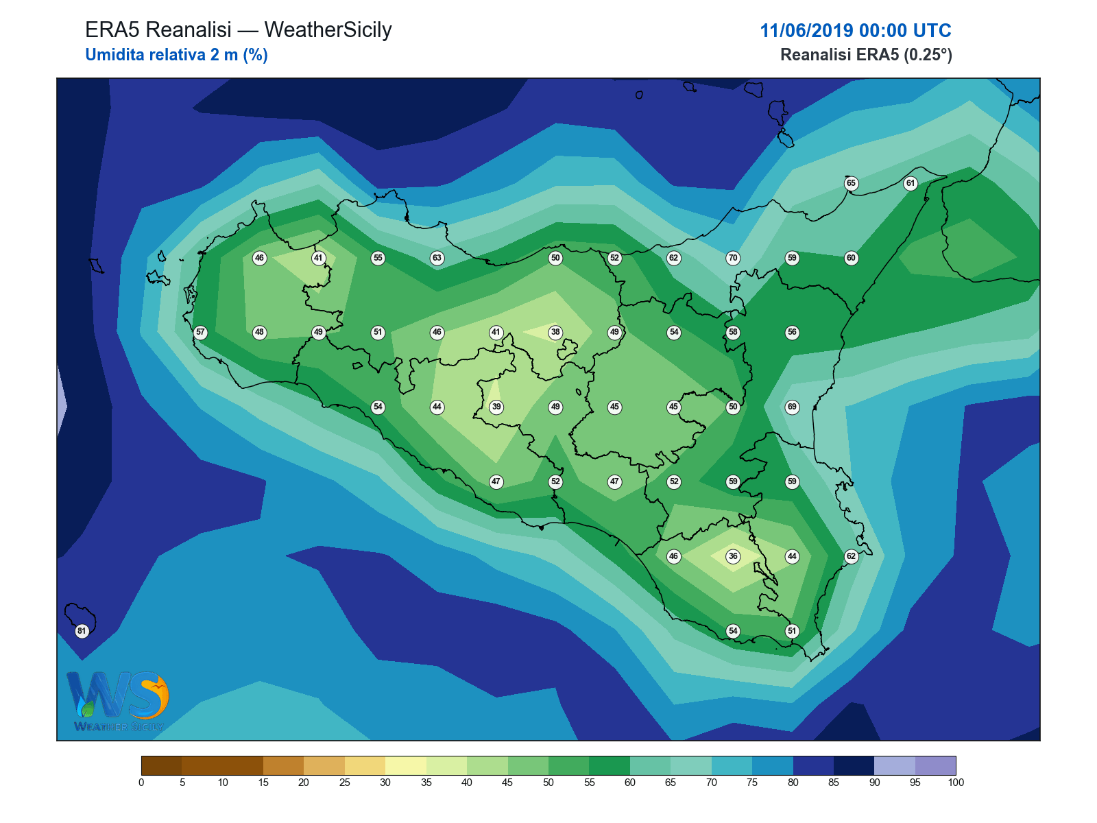 Umidità relativa 2 m · 2019061100