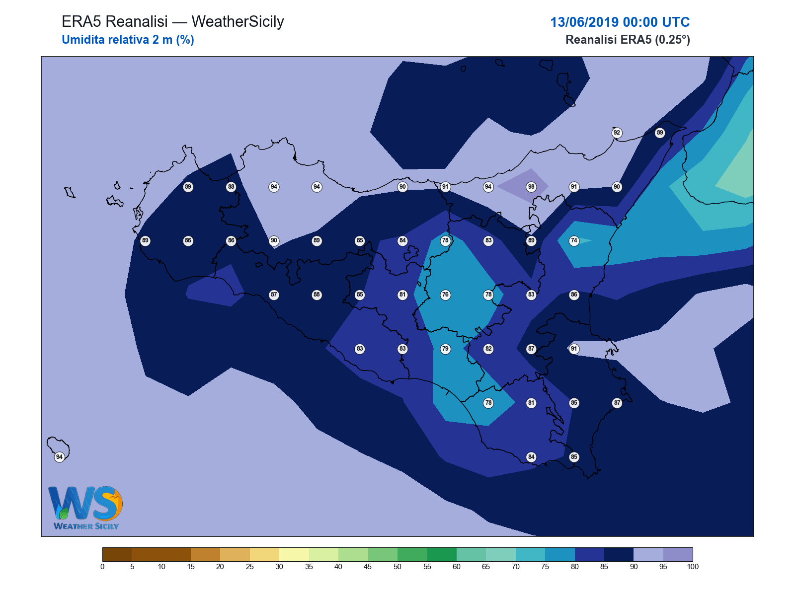 Umidità relativa 2 m · 2019061300