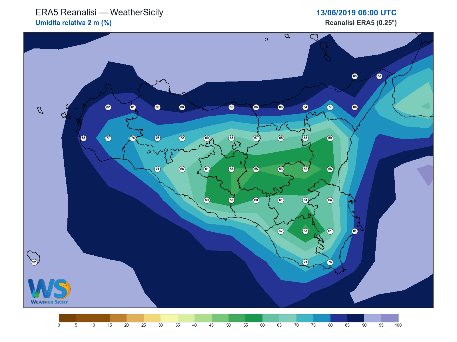 Umidità relativa 2 m · 2019061306