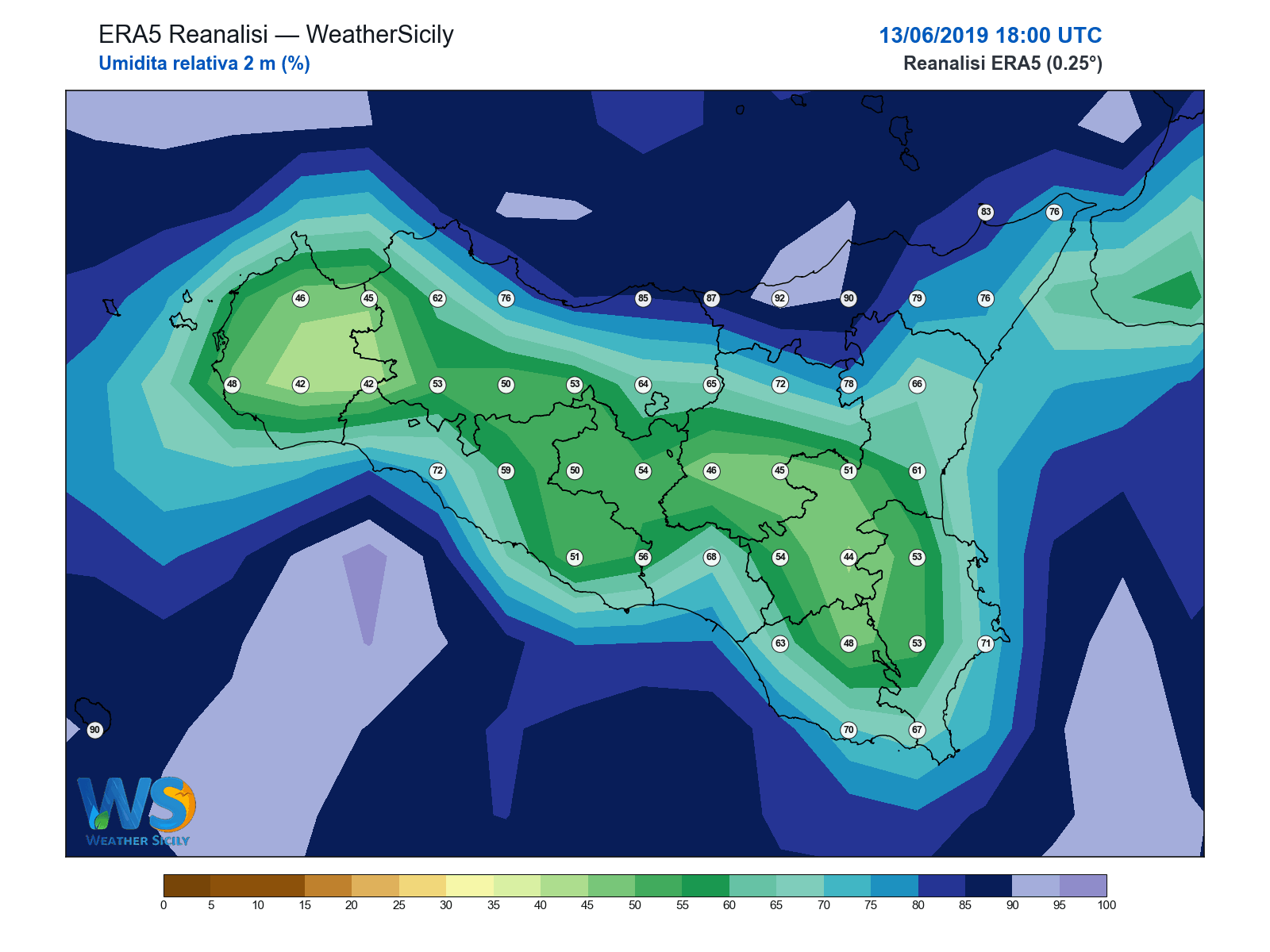 Umidità relativa 2 m · 2019061318