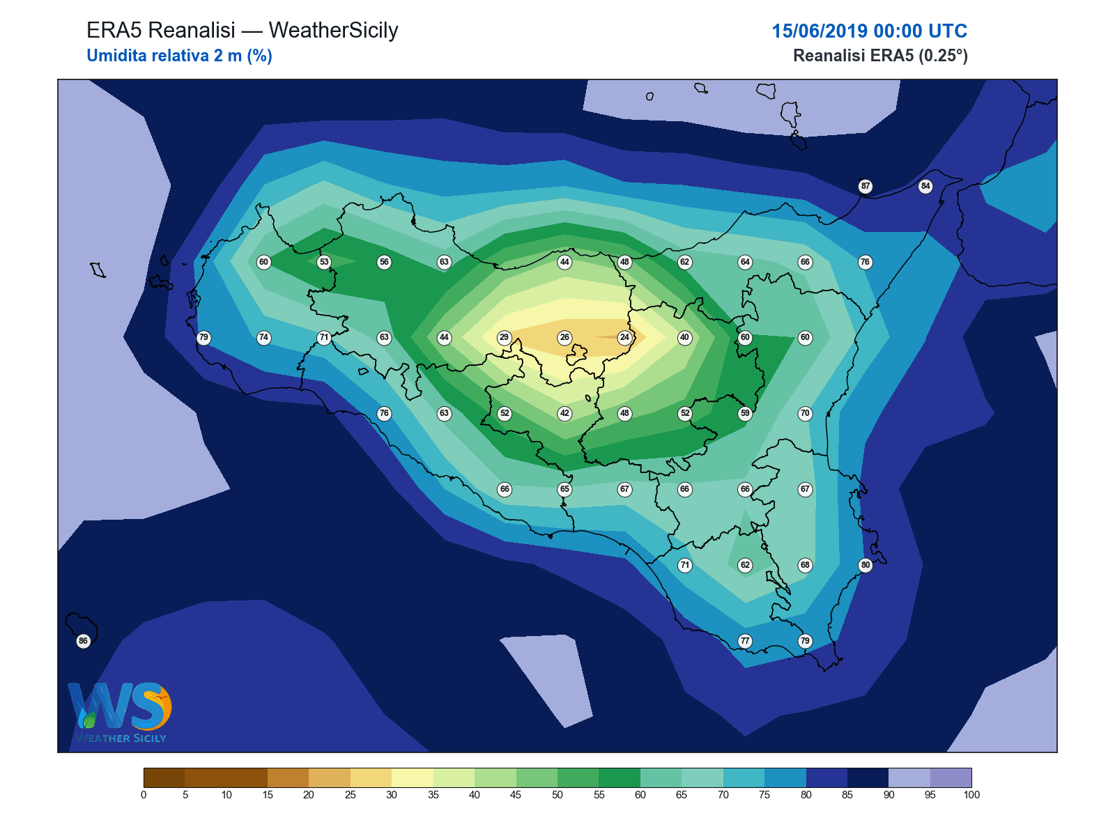 Umidità relativa 2 m · 2019061500