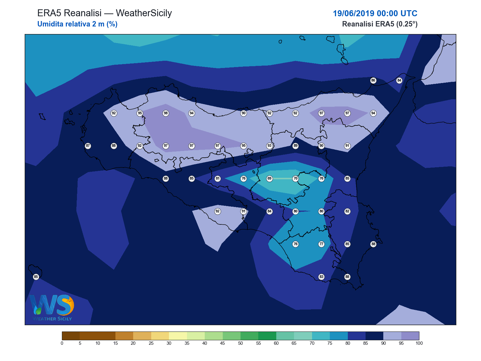 Umidità relativa 2 m · 2019061900