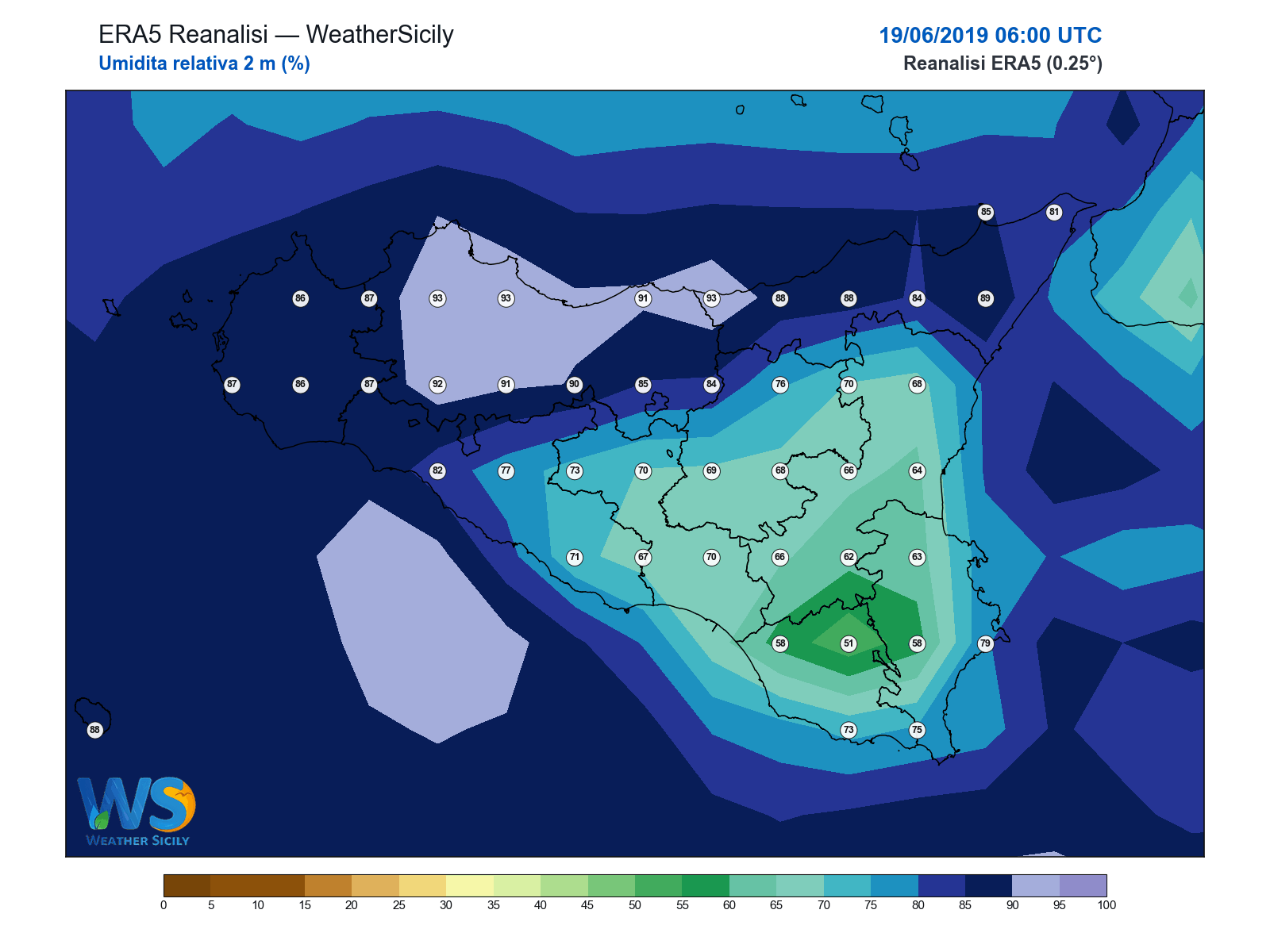 Umidità relativa 2 m · 2019061906