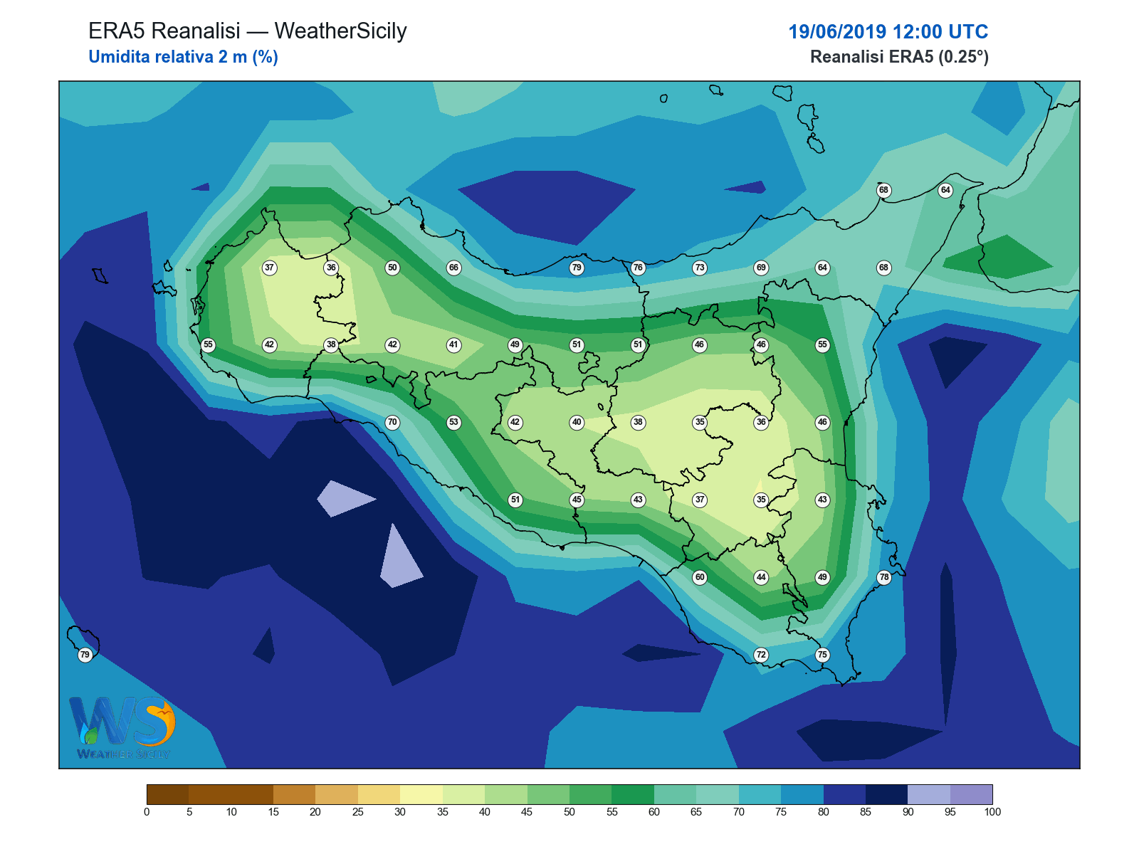 Umidità relativa 2 m · 2019061912