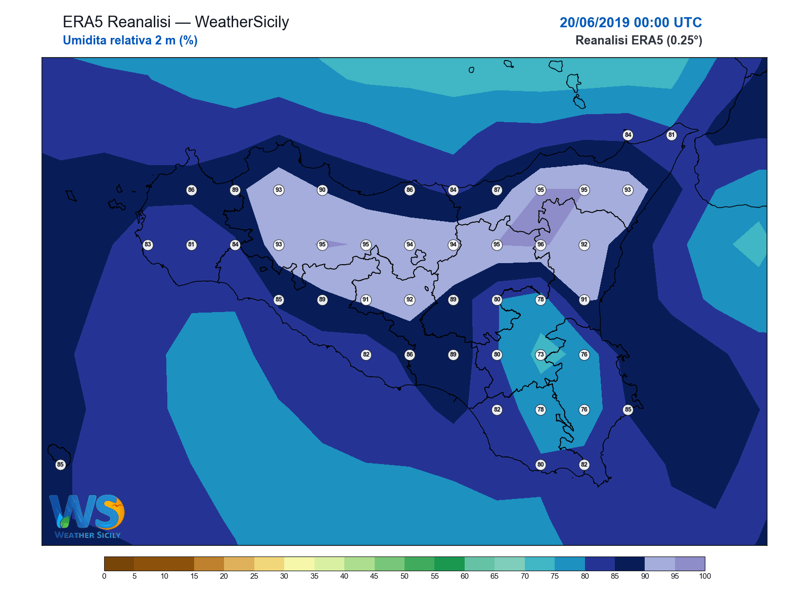 Umidità relativa 2 m · 2019062000