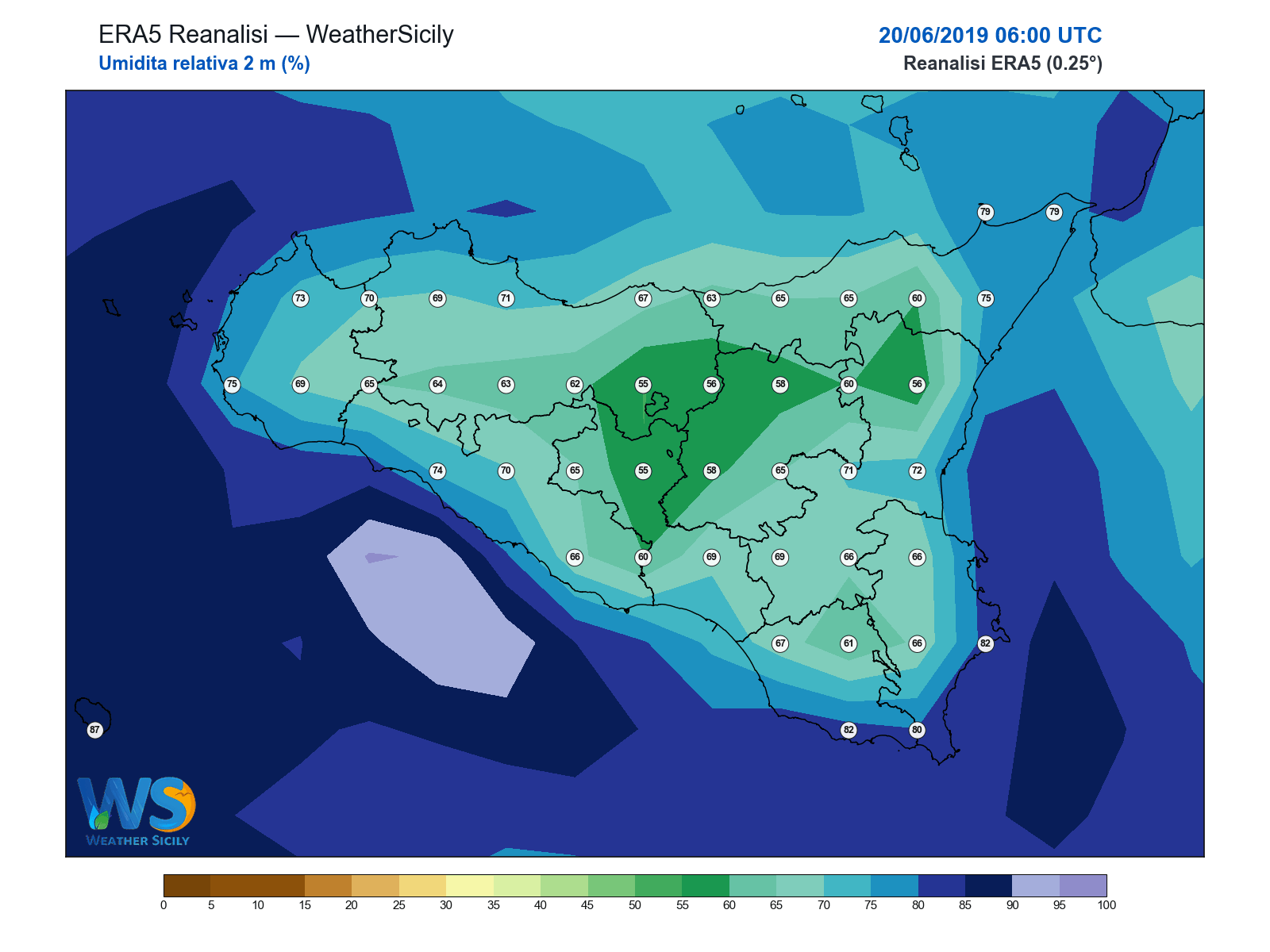 Umidità relativa 2 m · 2019062006