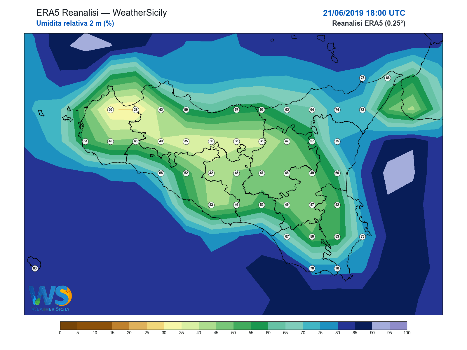 Umidità relativa 2 m · 2019062118