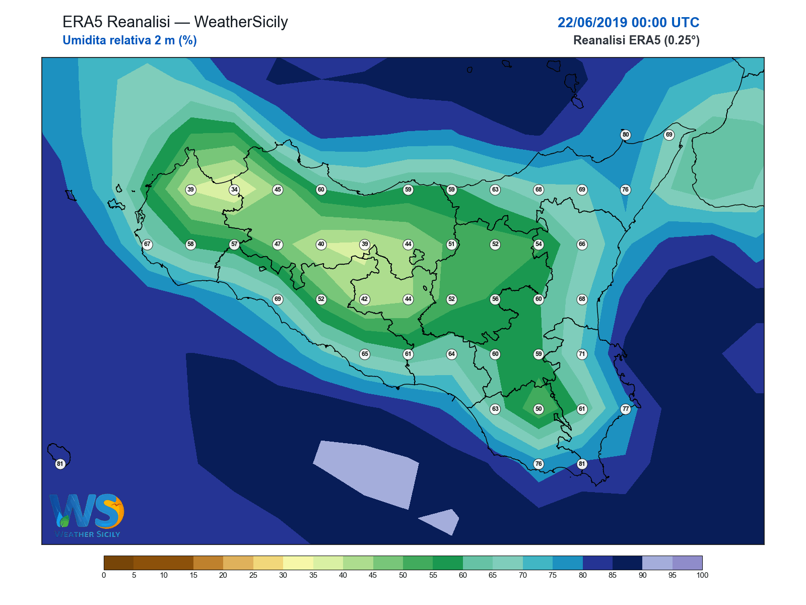 Umidità relativa 2 m · 2019062200