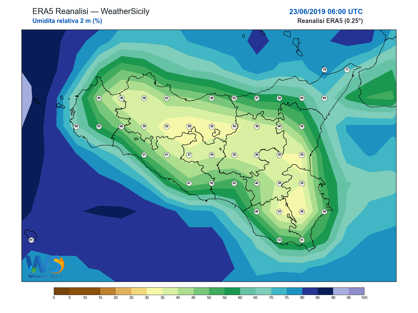 Umidità relativa 2 m · 2019062306