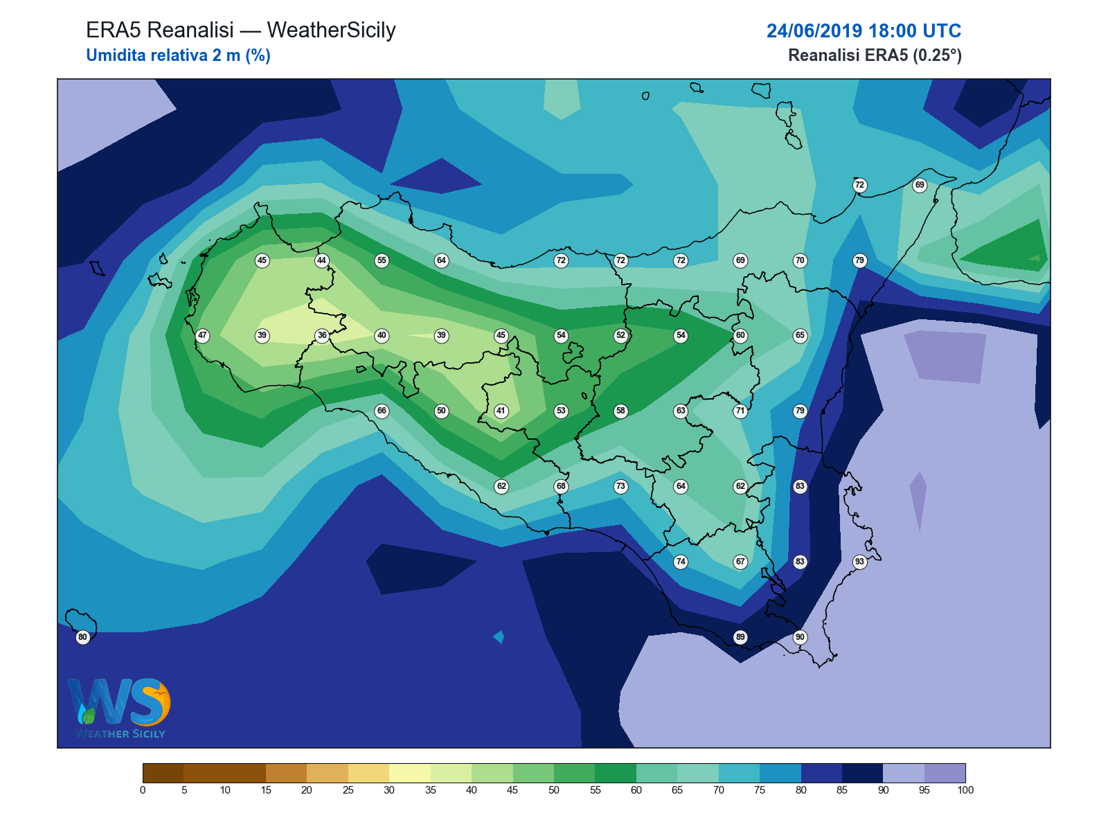 Umidità relativa 2 m · 2019062418