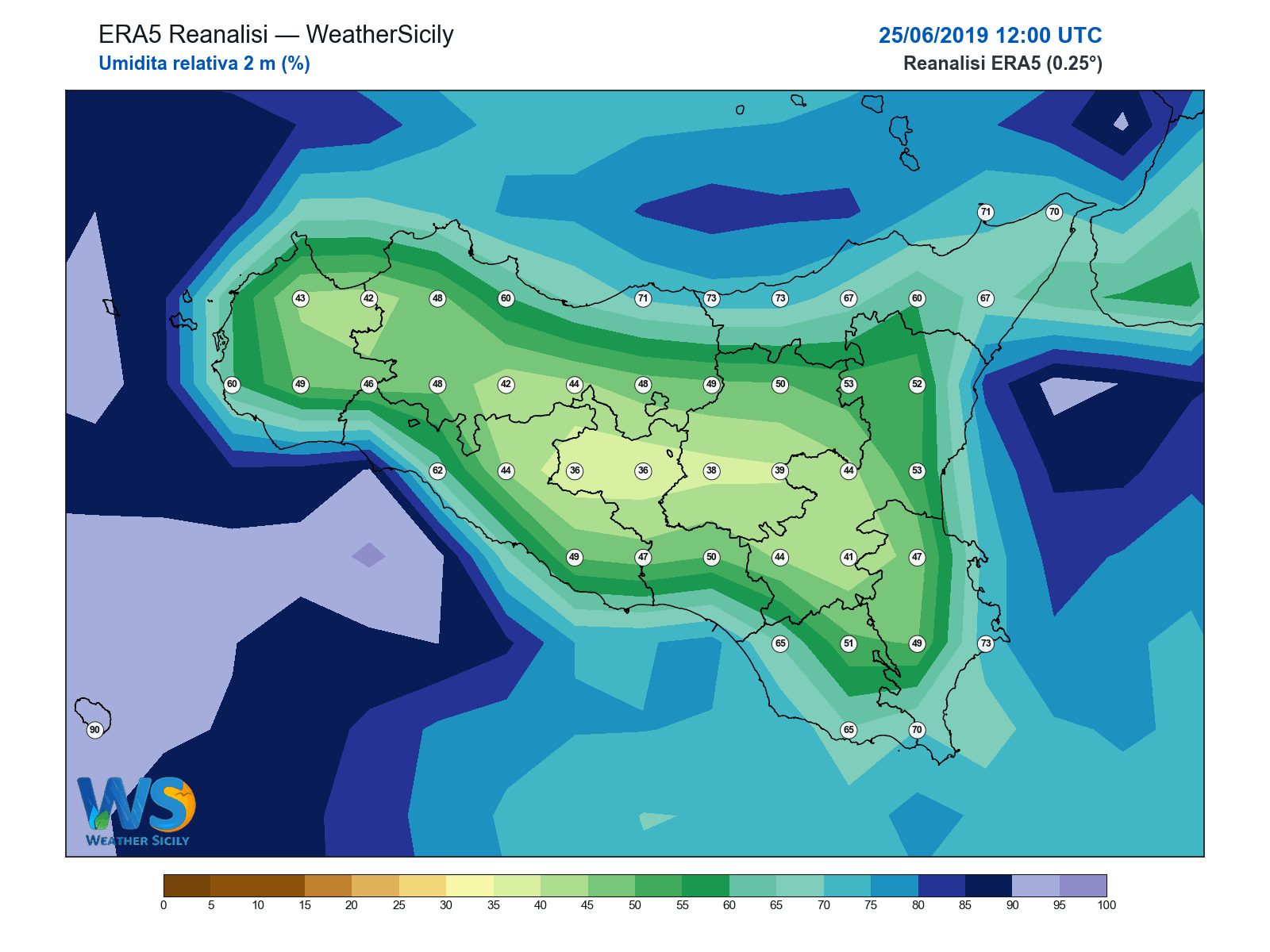 Umidità relativa 2 m · 2019062512