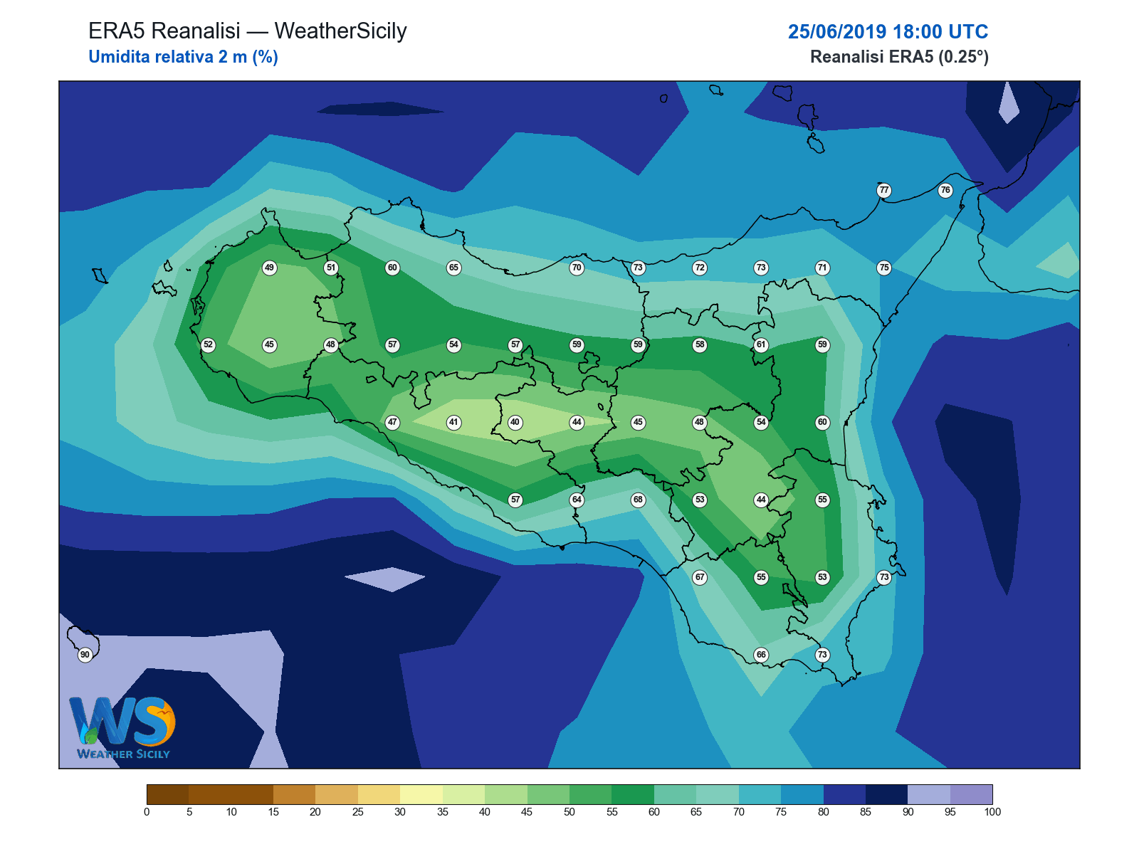 Umidità relativa 2 m · 2019062518