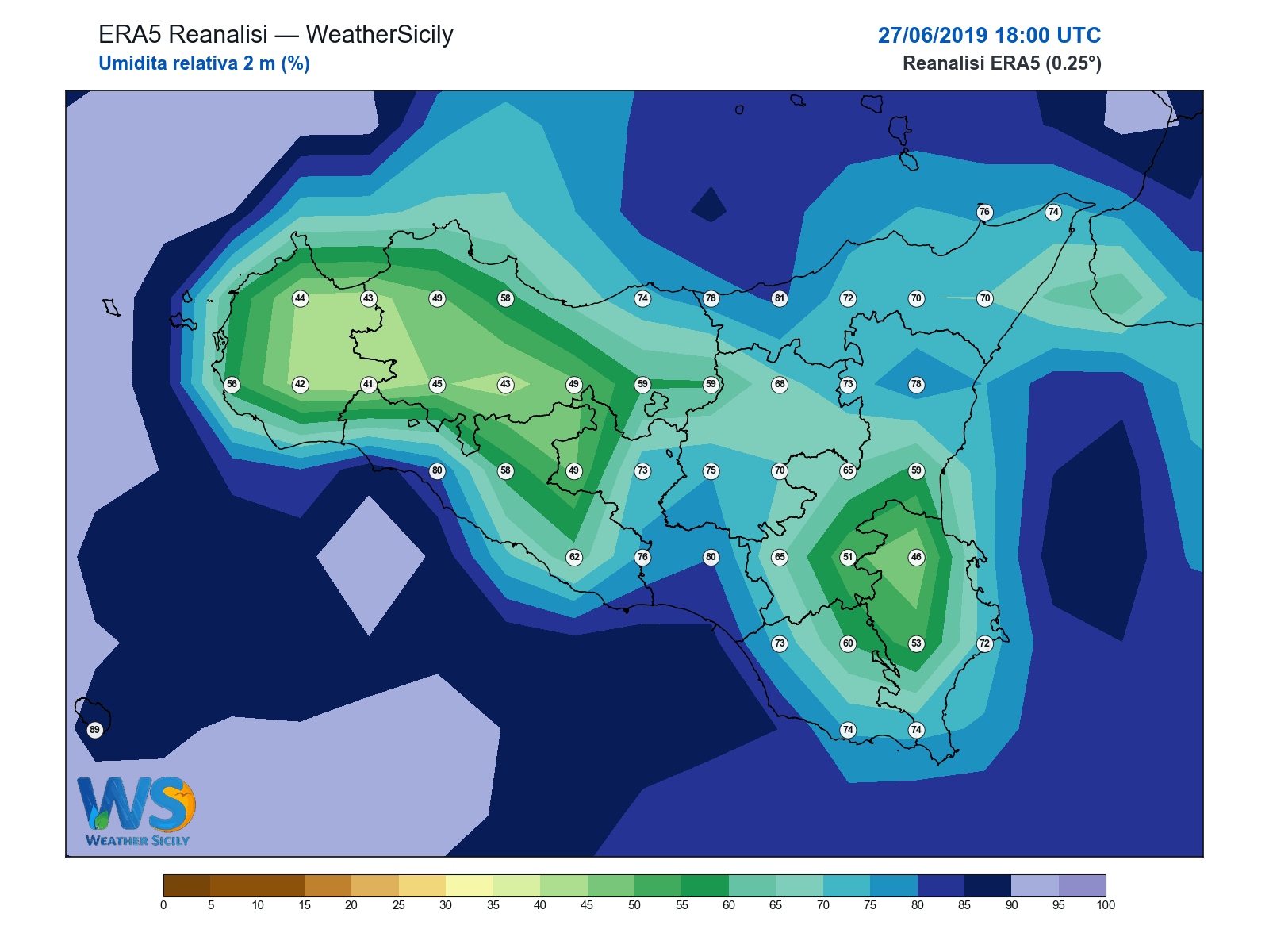 Umidità relativa 2 m · 2019062718