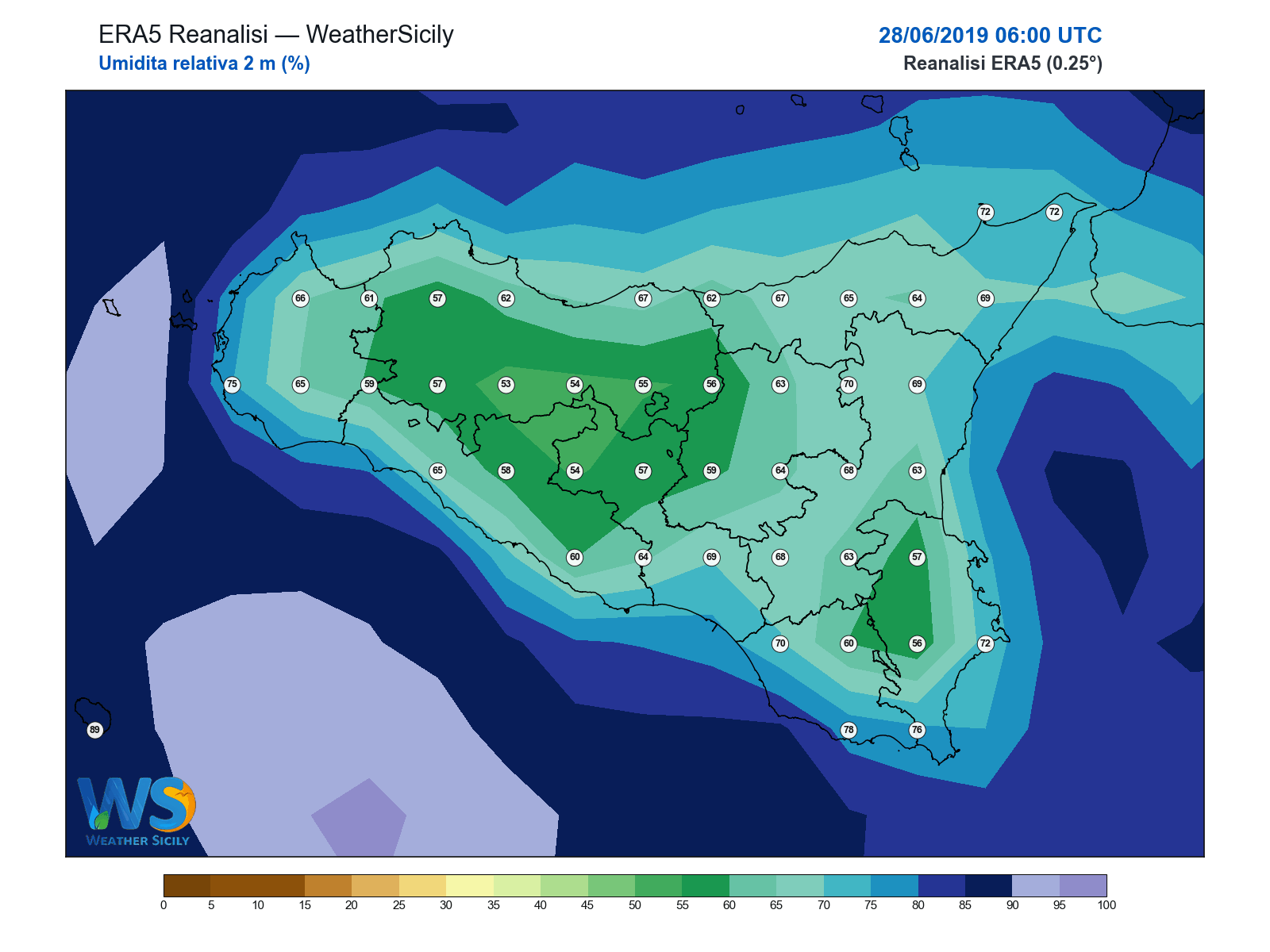Umidità relativa 2 m · 2019062806