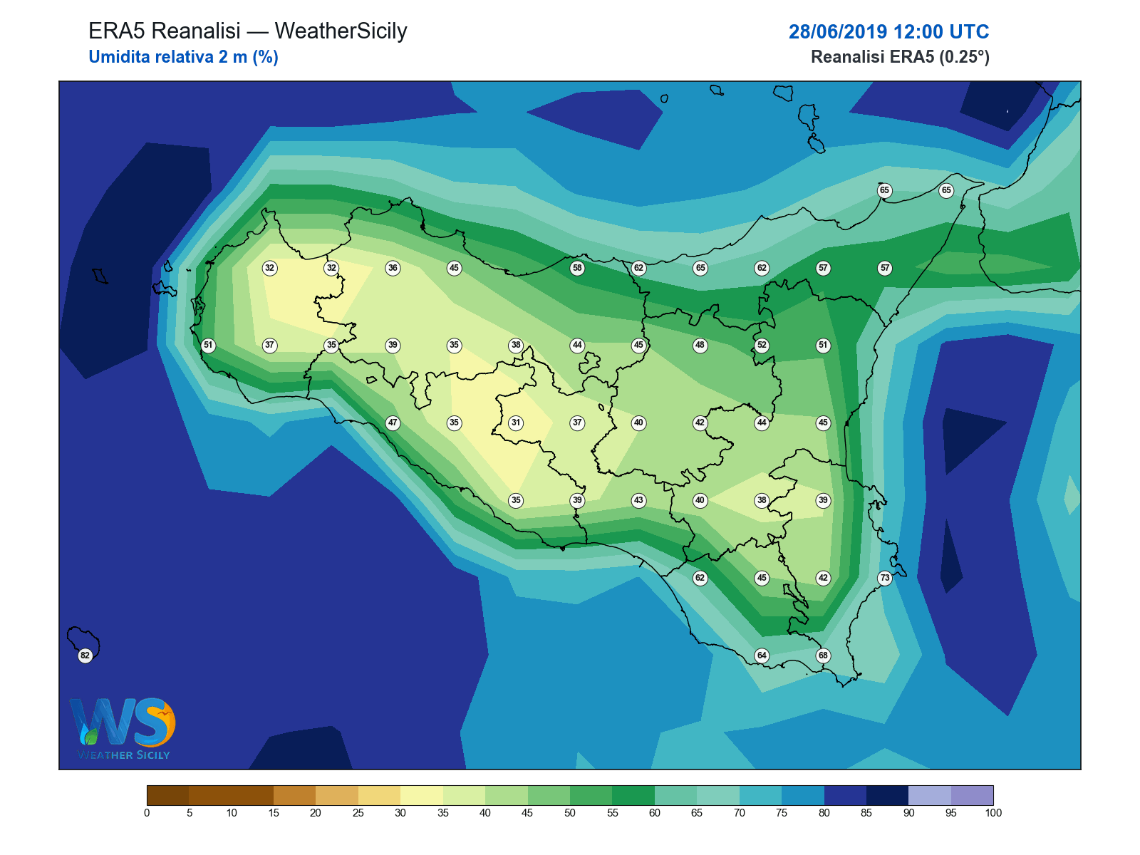 Umidità relativa 2 m · 2019062812