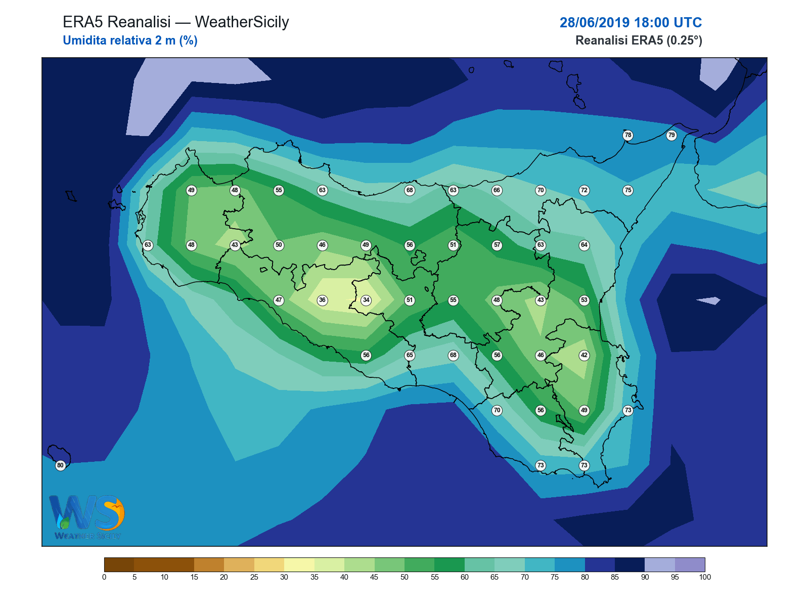 Umidità relativa 2 m · 2019062818