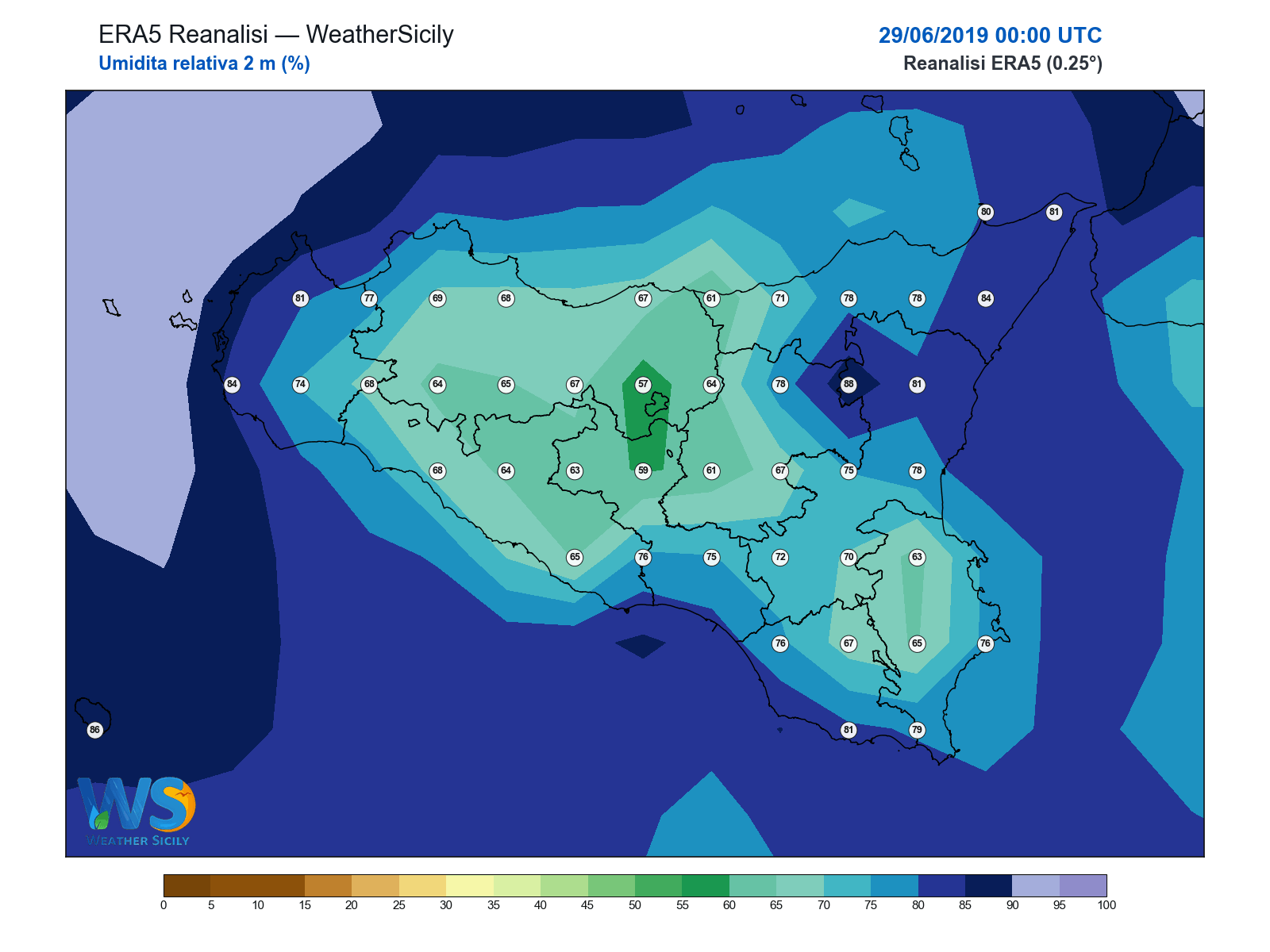 Umidità relativa 2 m · 2019062900