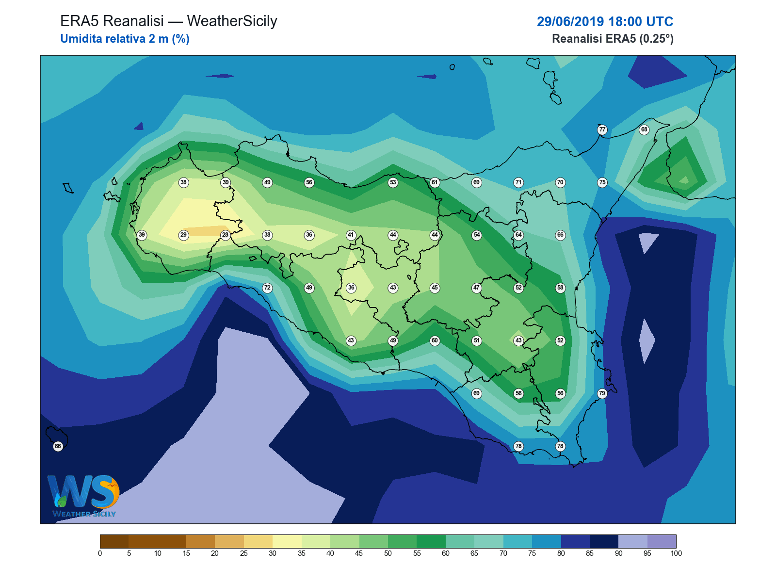Umidità relativa 2 m · 2019062918