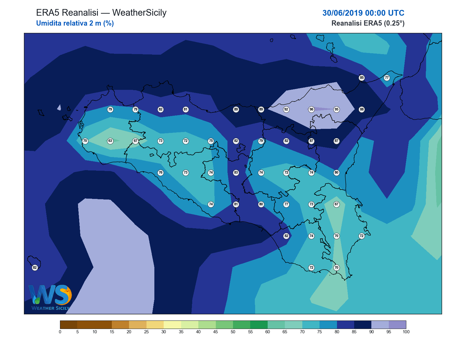Umidità relativa 2 m · 2019063000