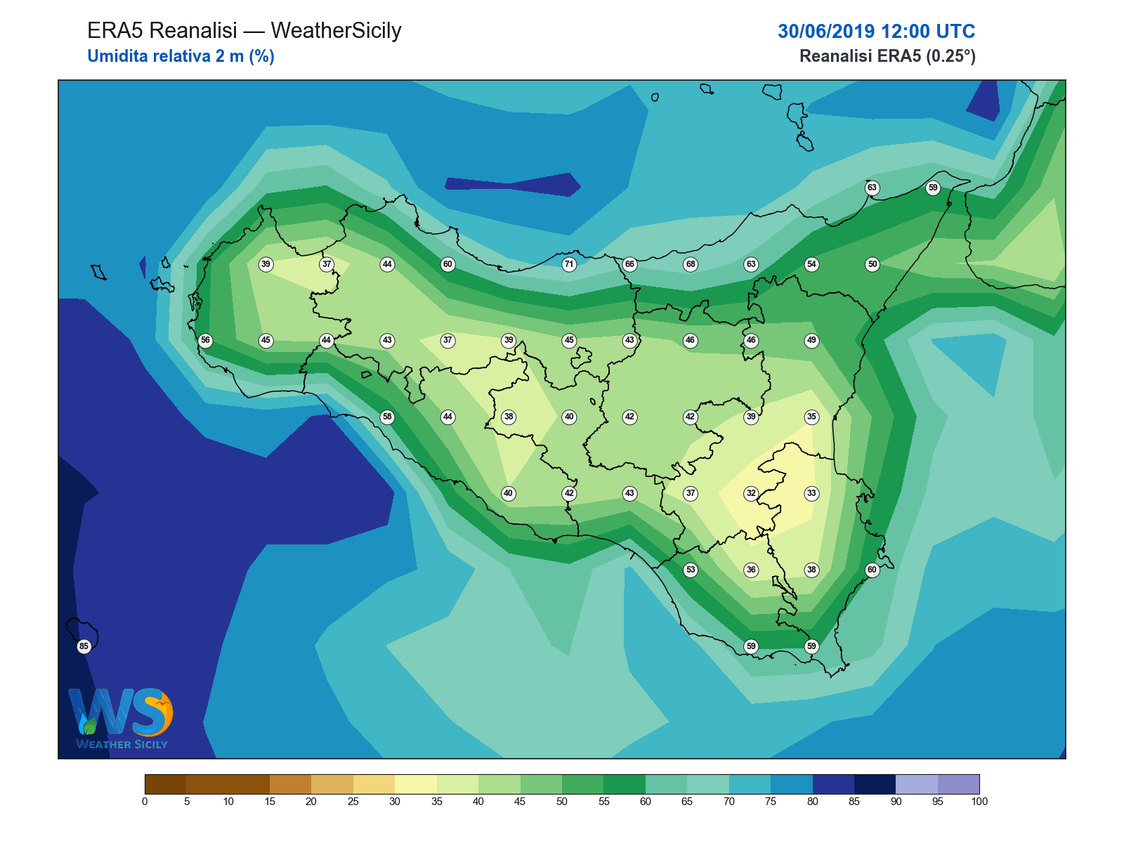 Umidità relativa 2 m · 2019063012