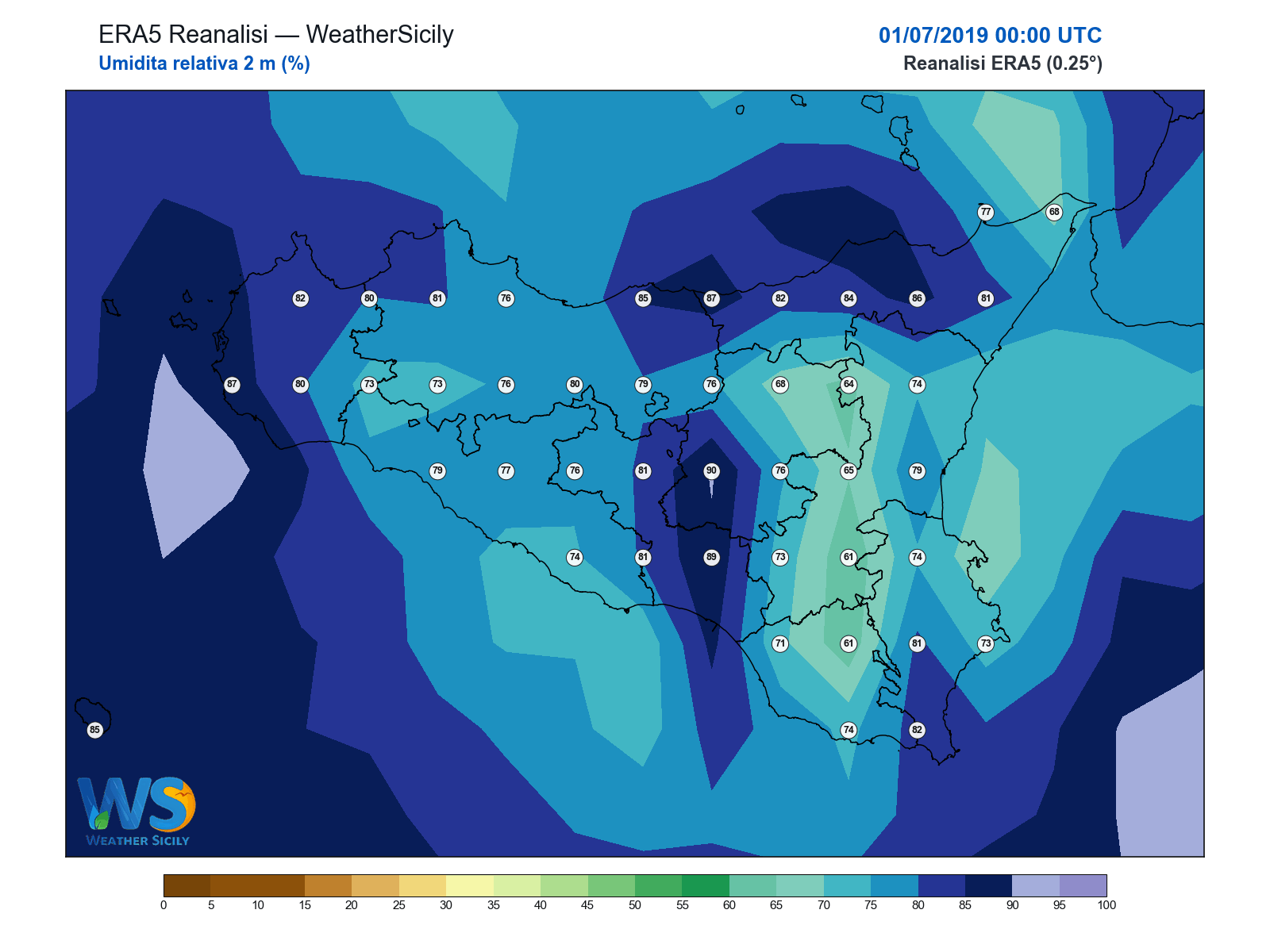 Umidità relativa 2 m · 2019070100
