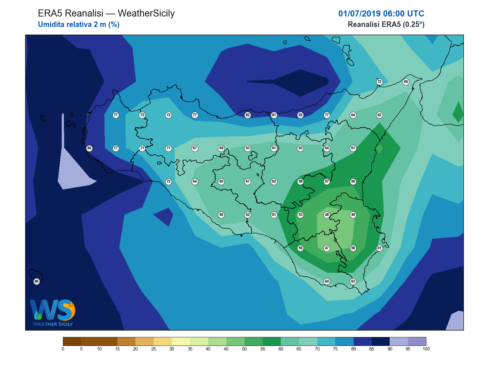 Umidità relativa 2 m · 2019070106