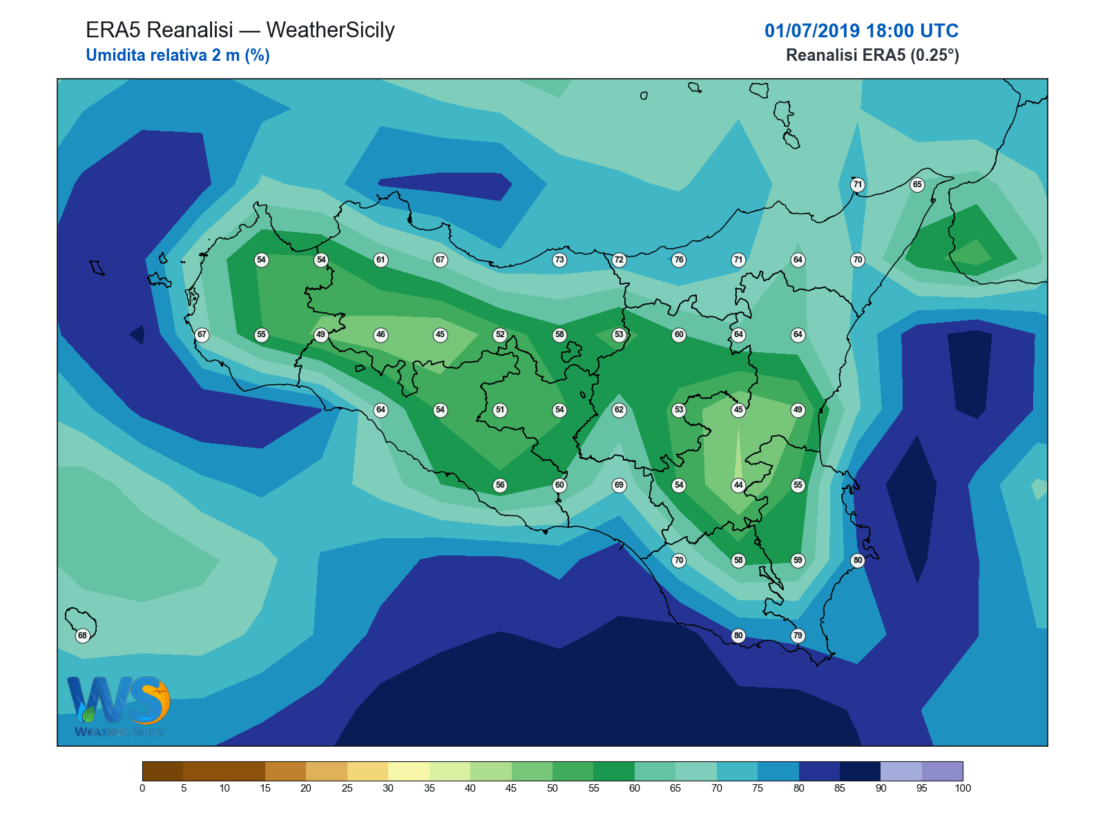 Umidità relativa 2 m · 2019070118