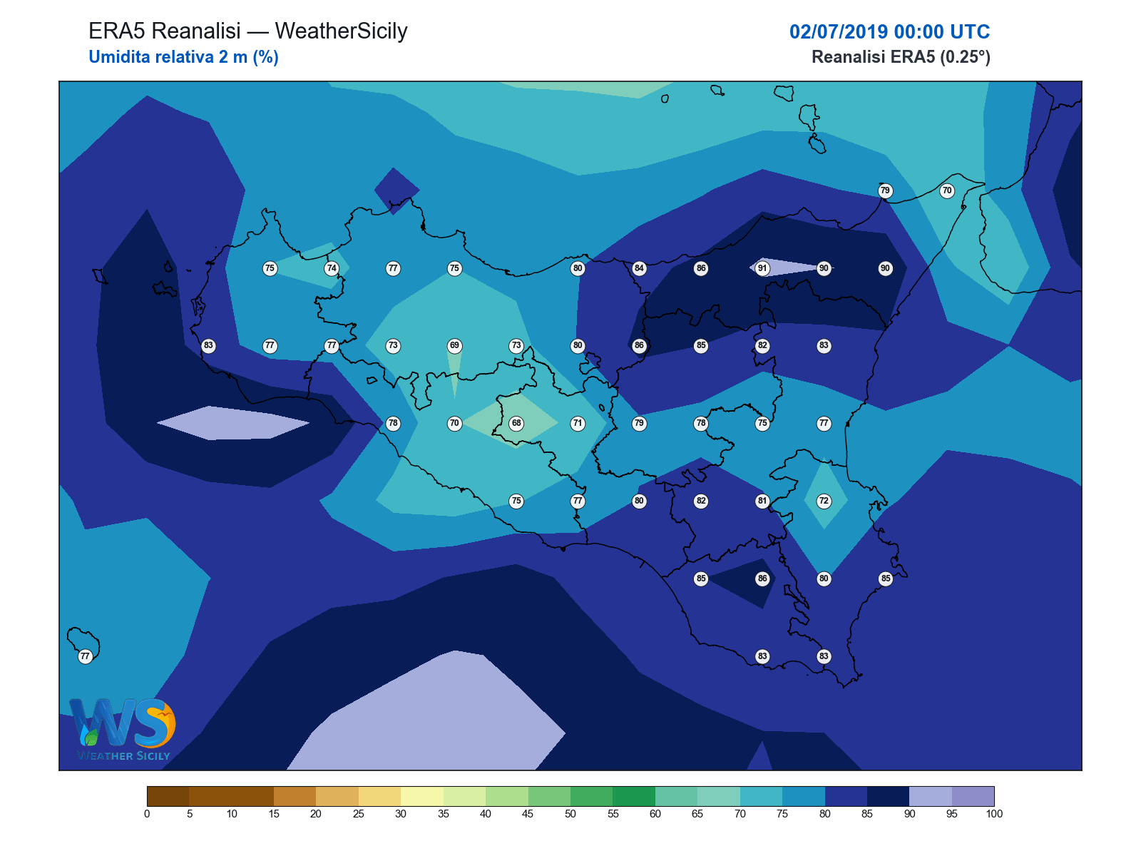 Umidità relativa 2 m · 2019070200