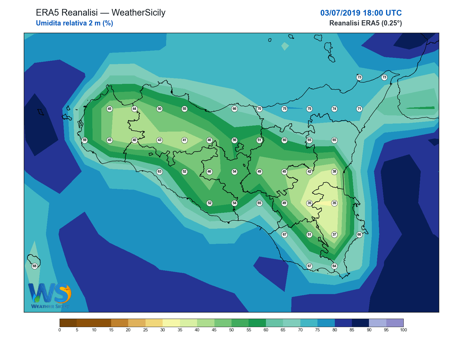 Umidità relativa 2 m · 2019070318