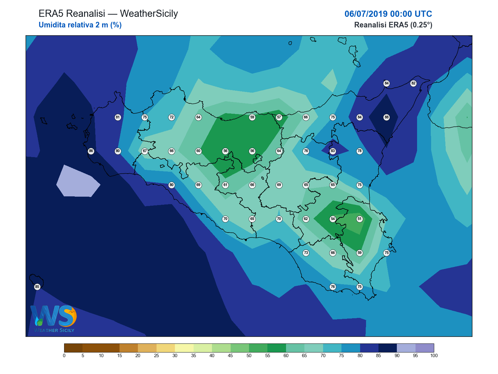 Umidità relativa 2 m · 2019070600