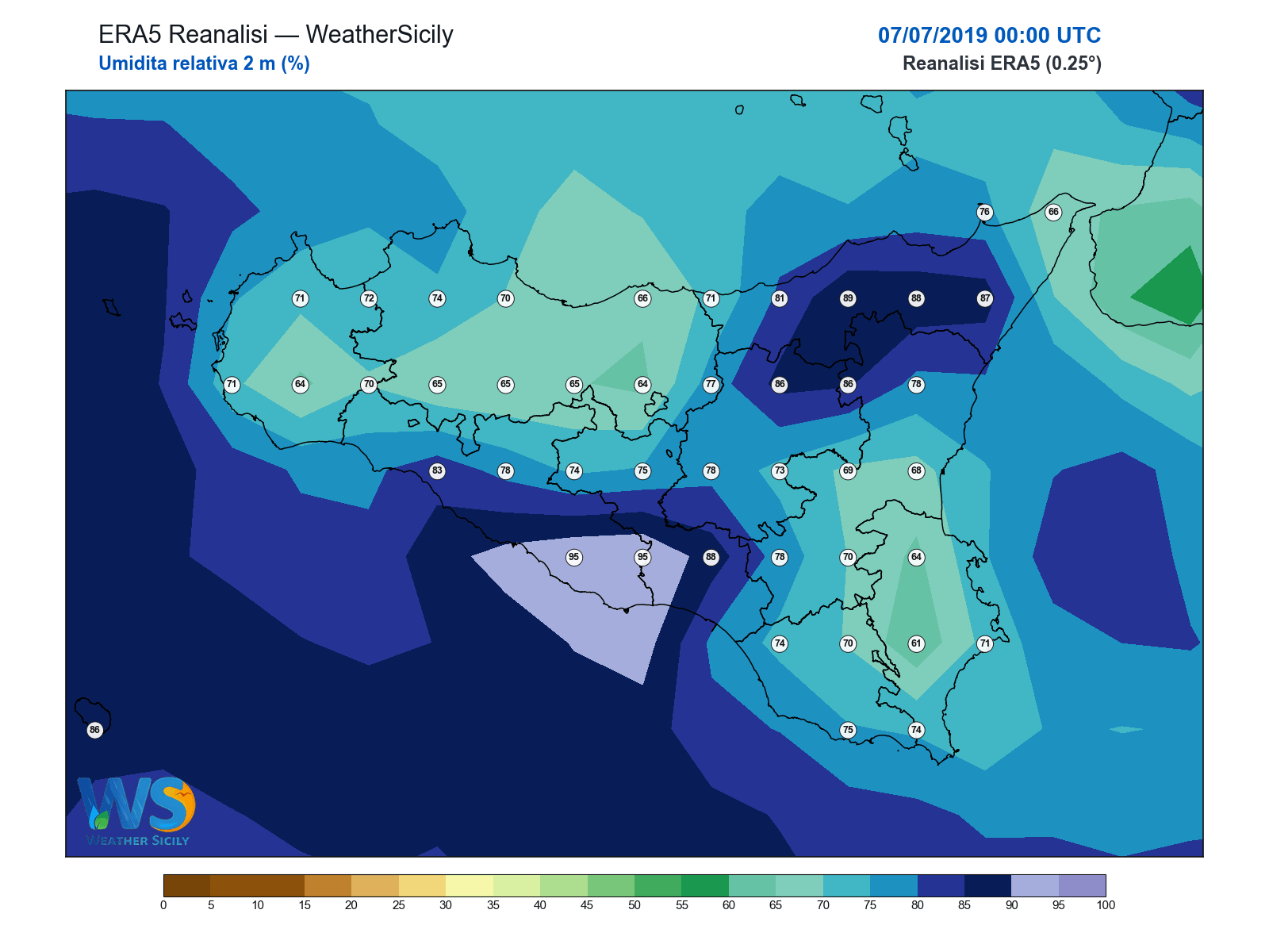 Umidità relativa 2 m · 2019070700