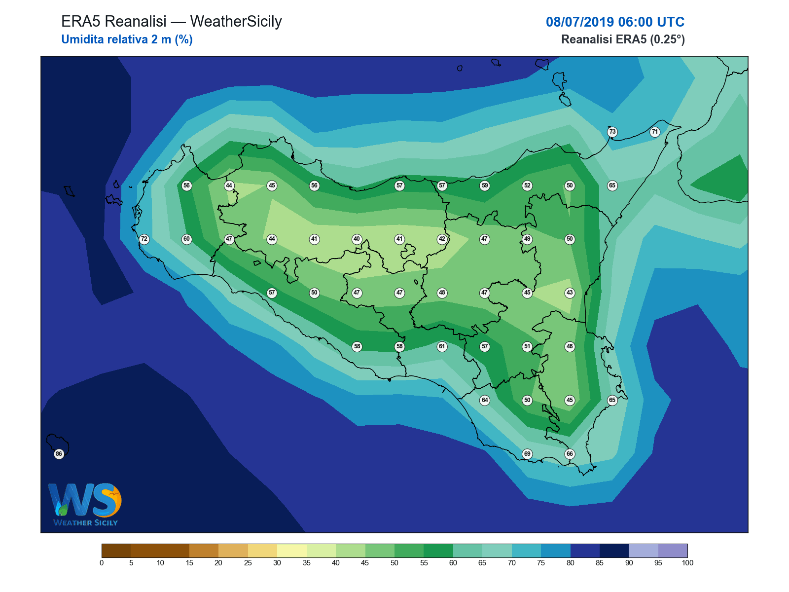 Umidità relativa 2 m · 2019070806