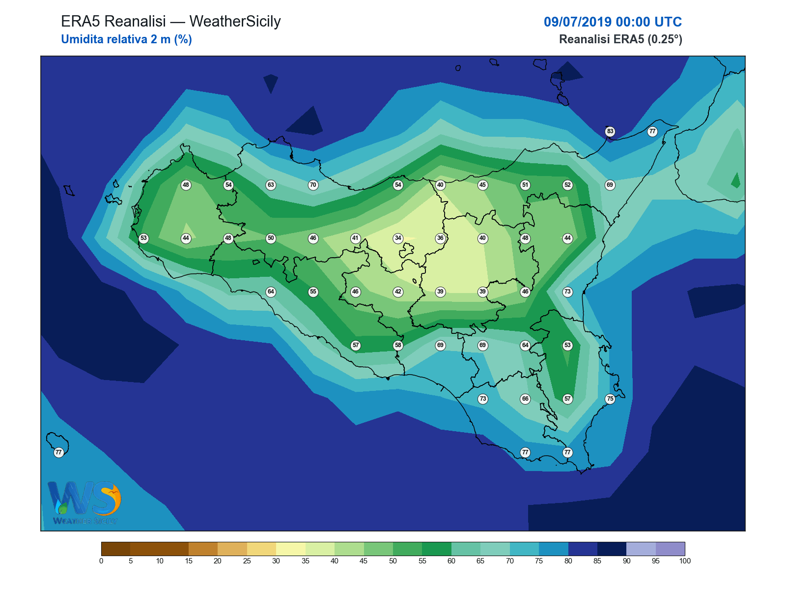 Umidità relativa 2 m · 2019070900